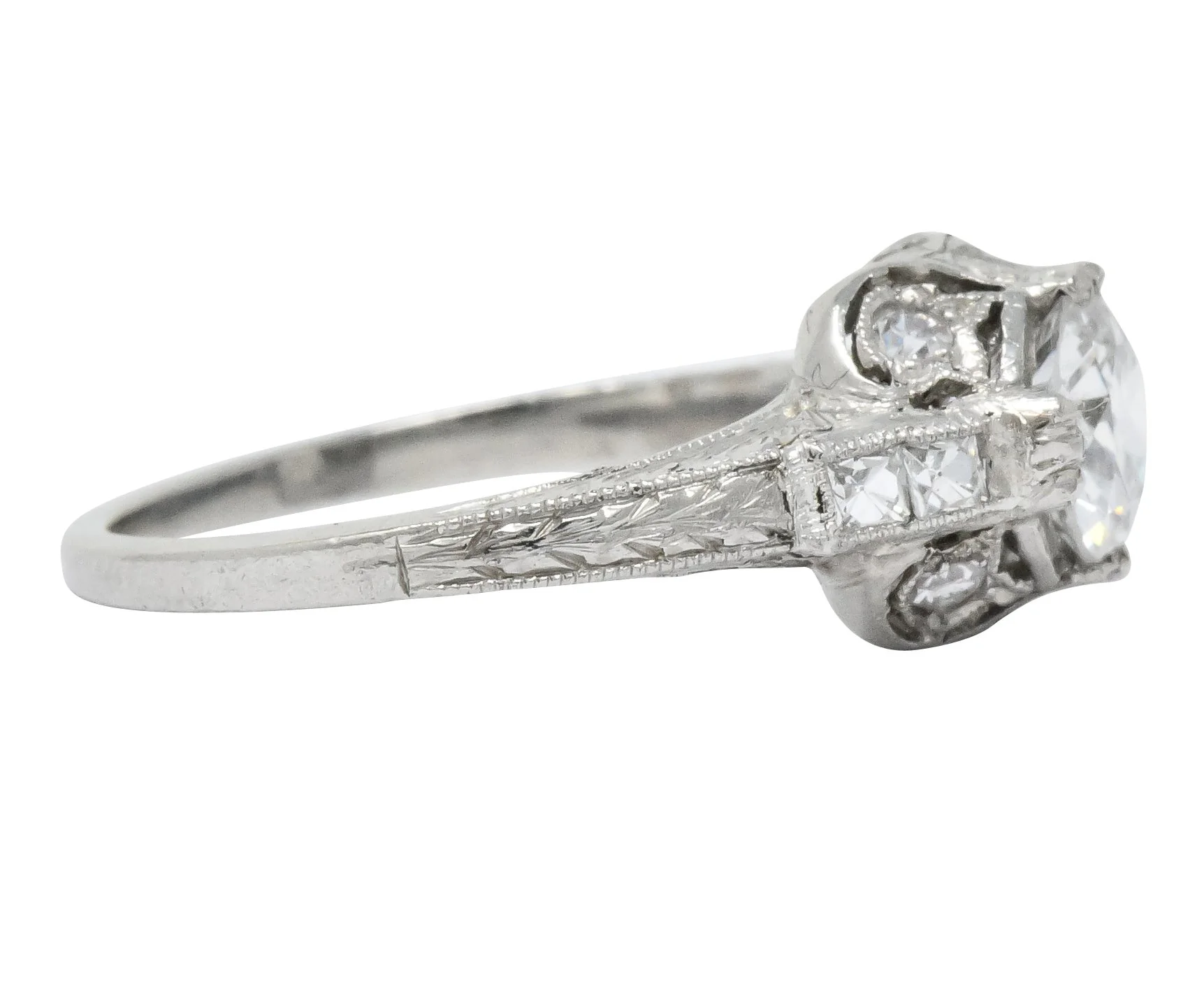 Edwardian 1.20 CTW Diamond Platinum Engagement Ring GIA - Image 4