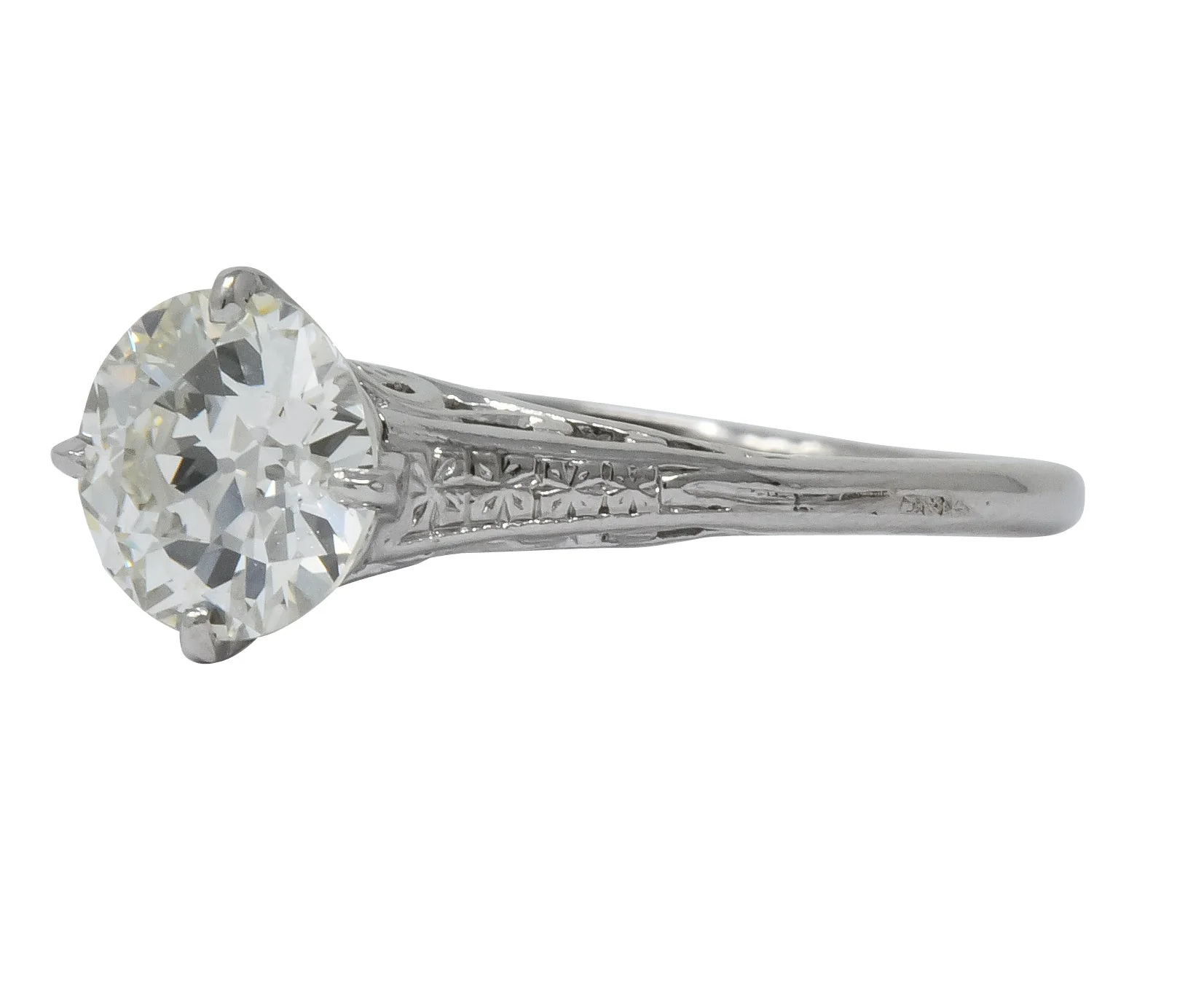 Edwardian 1.23 CTW Diamond Platinum Solitaire Engagement Ring GIA - Image 2