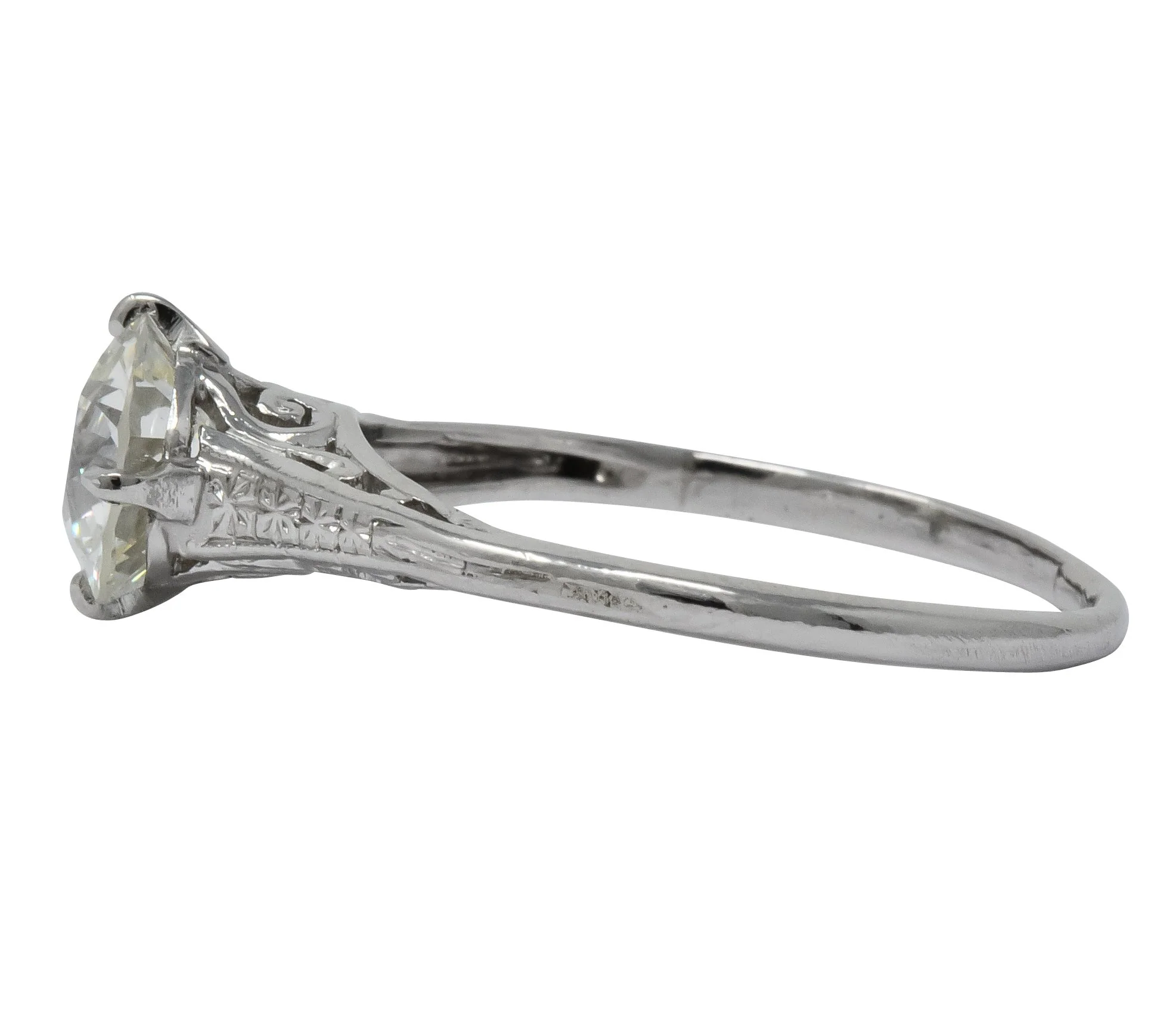 Edwardian 1.23 CTW Diamond Platinum Solitaire Engagement Ring GIA - Image 3