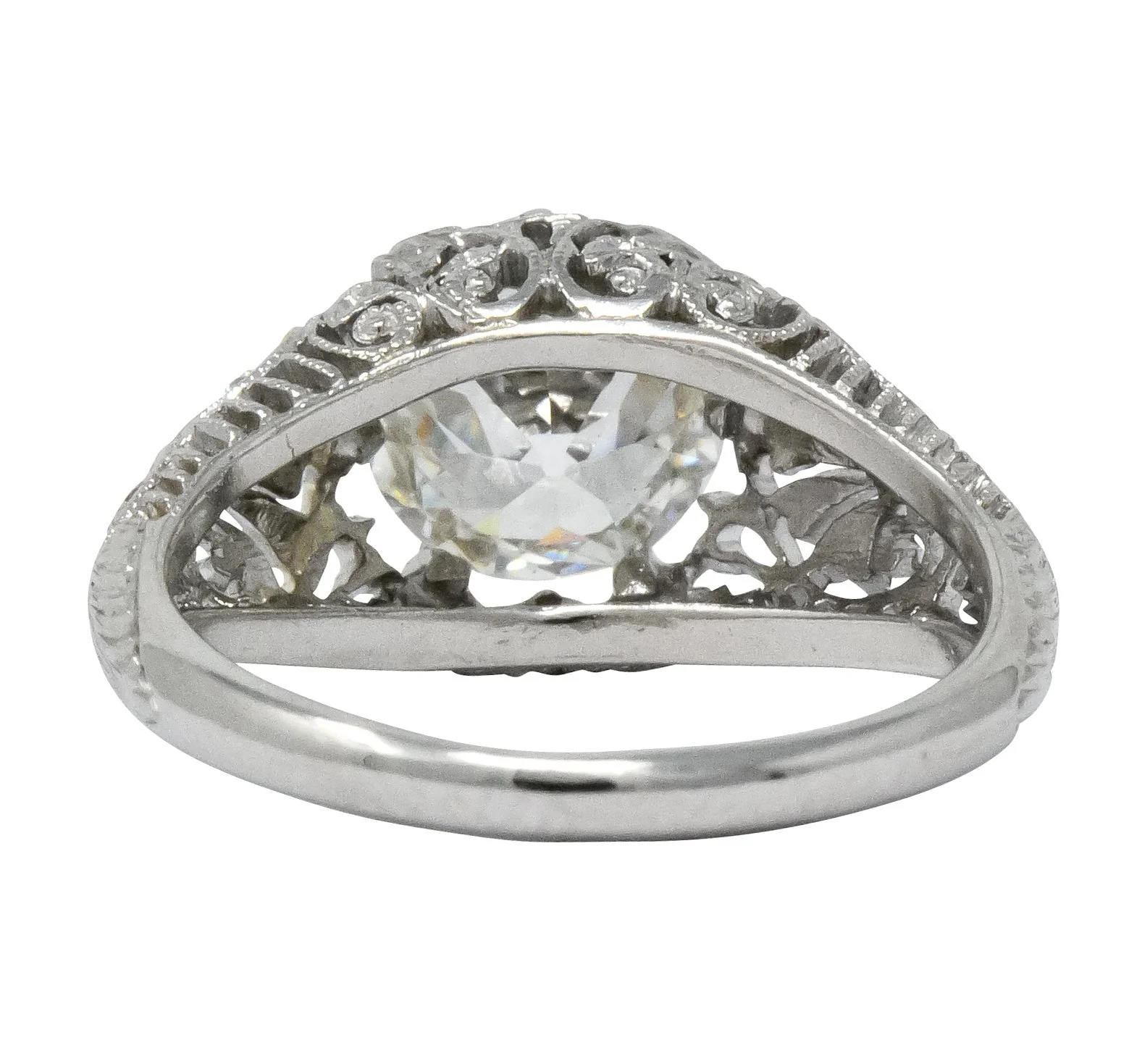 Edwardian 1.25 CTW Old European Diamond Platinum Engagement Ring GIA - Image 3