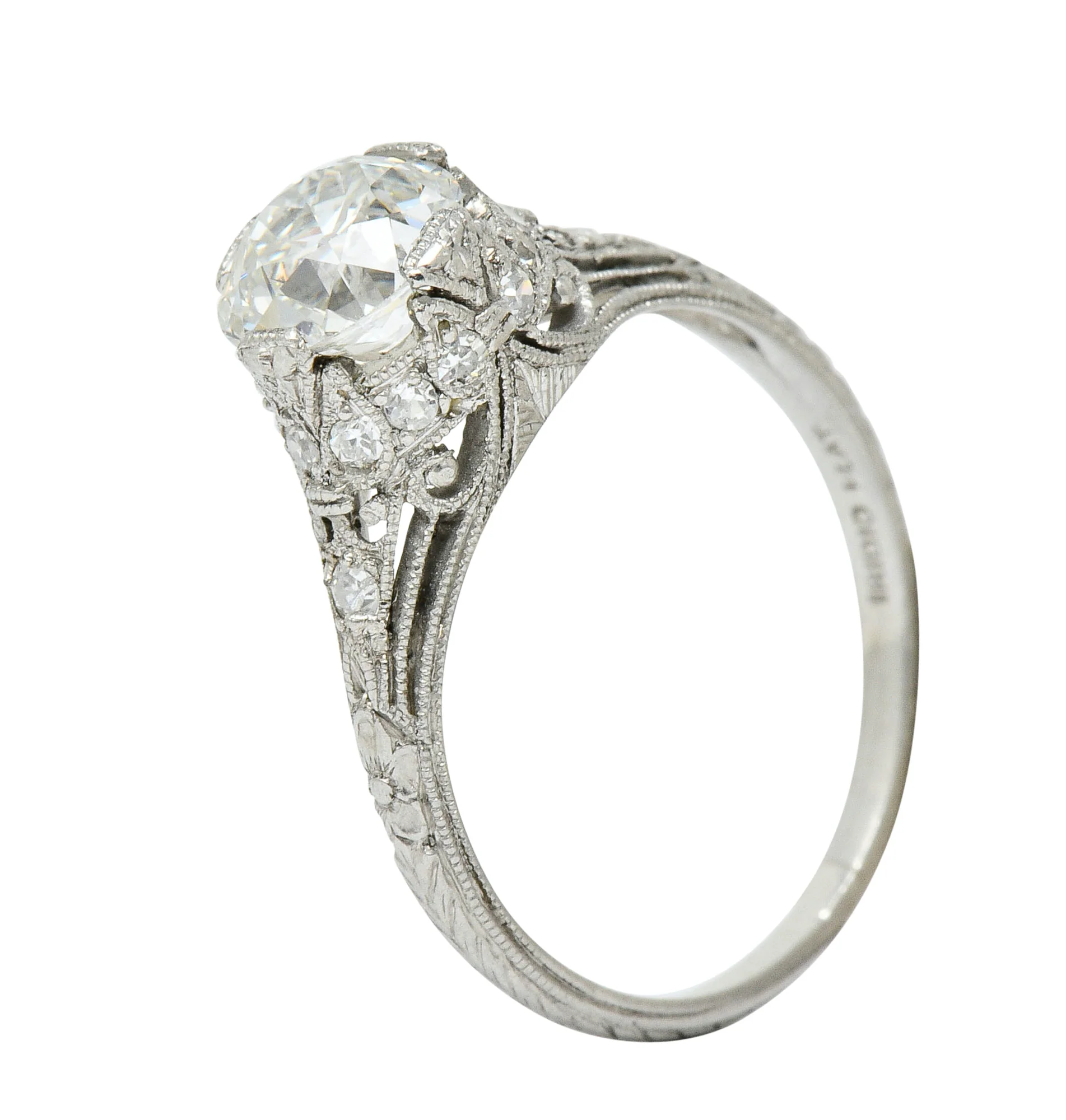 Edwardian 1.36 CTW Diamond Platinum Engagement Ring GIA - Image 10