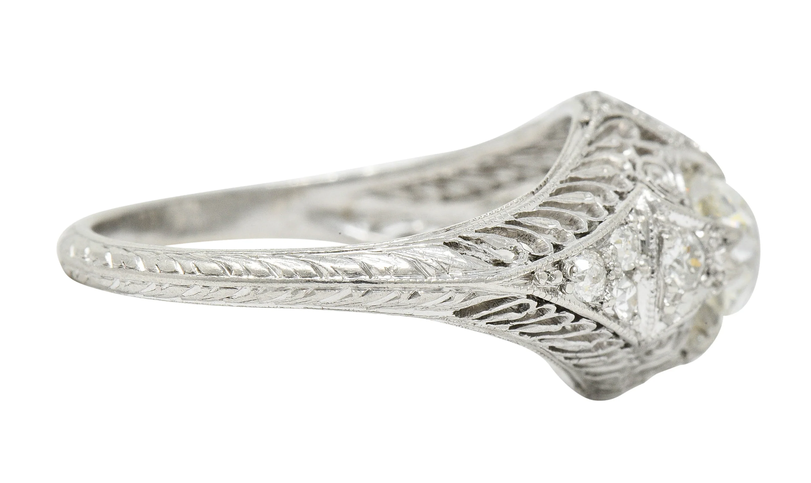 Edwardian 1.36 CTW Old Mine Diamond Platinum Engagement Ring GIA - Image 3
