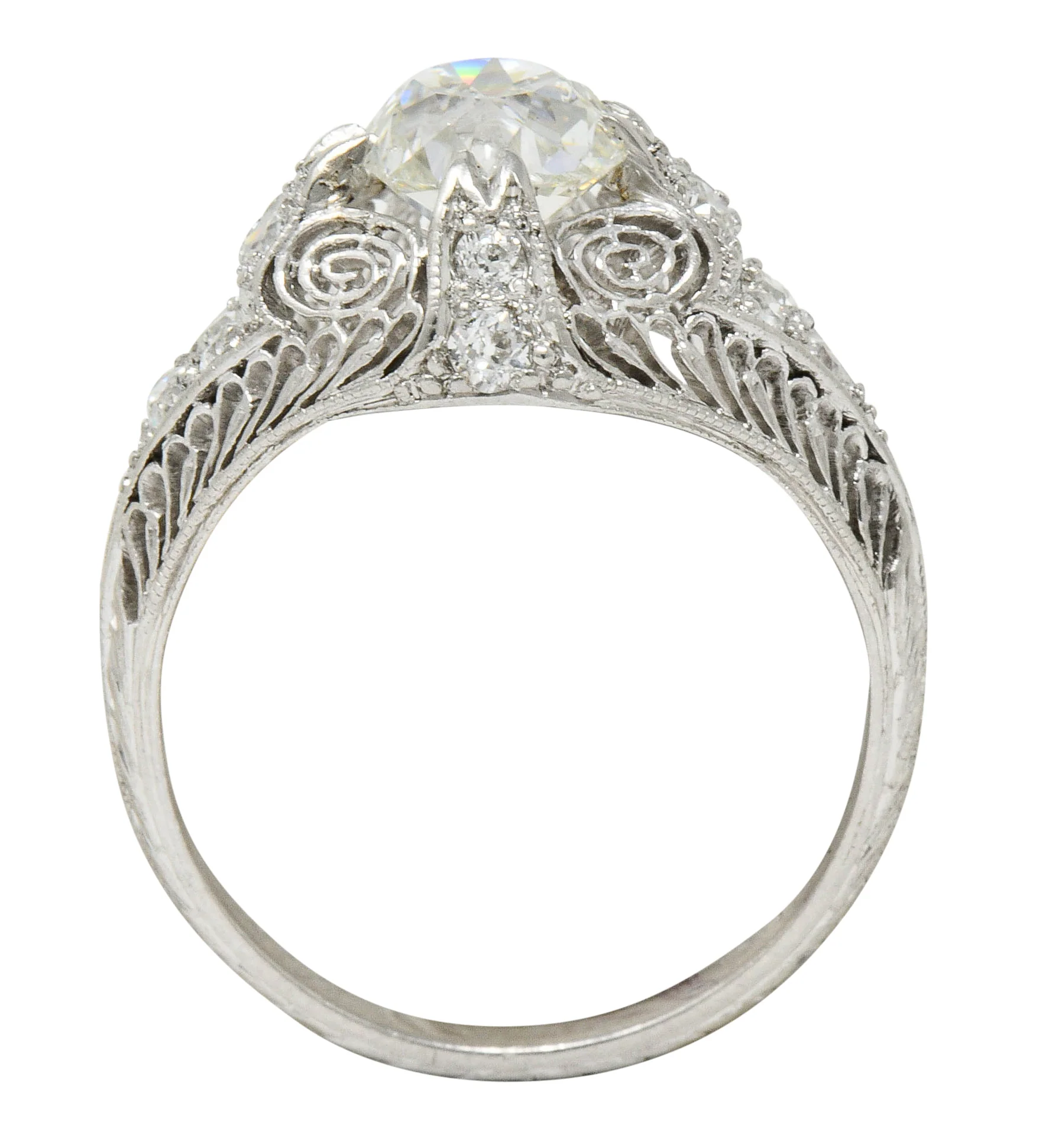 Edwardian 1.36 CTW Old Mine Diamond Platinum Engagement Ring GIA - Image 8
