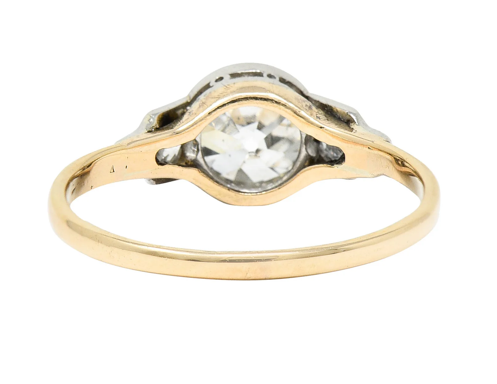 Edwardian 1.40 CTW Diamond Platinum-Topped 14 Karat Gold Engagement Ring - Image 4