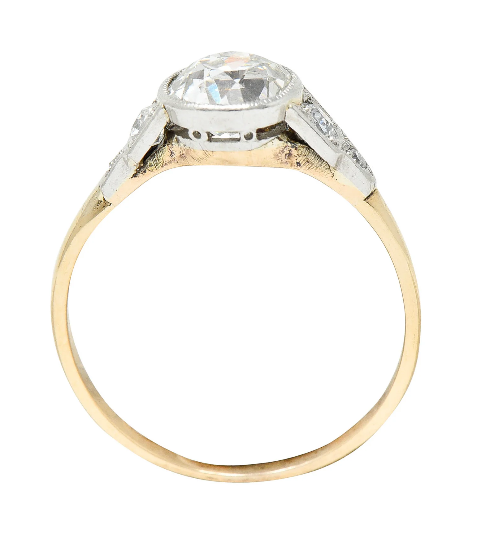 Edwardian 1.40 CTW Diamond Platinum-Topped 14 Karat Gold Engagement Ring - Image 8