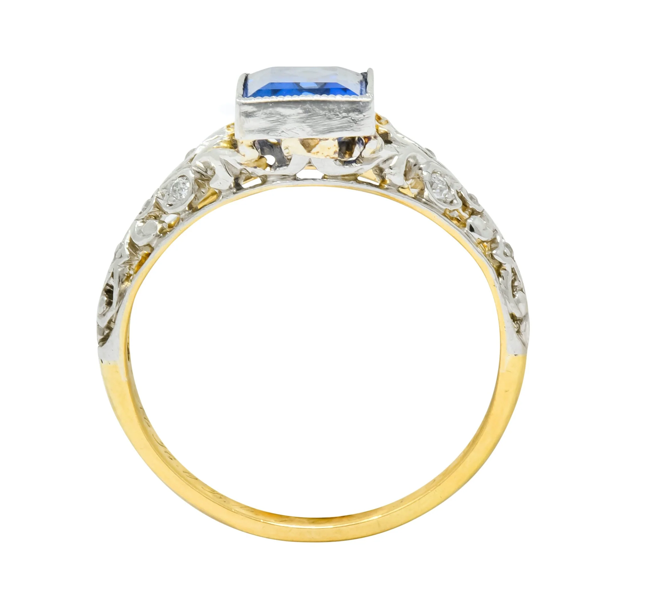Edwardian 1.42 CTW No Heat Ceylon Sapphire Diamond Platinum-Topped Gold Ring AGL - Image 11