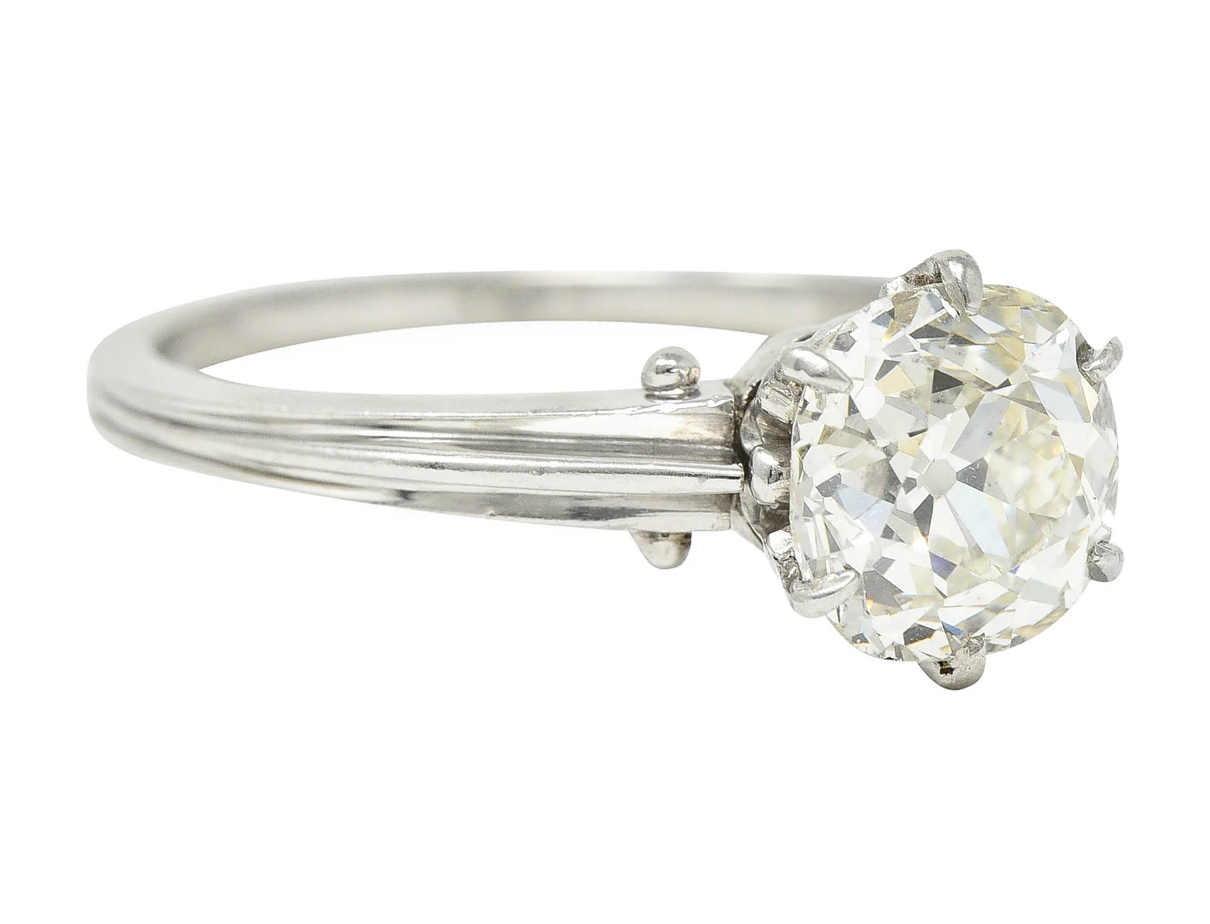 Edwardian 1.53 CTW Old Mine Platinum Engagement Ring GIA - Image 3