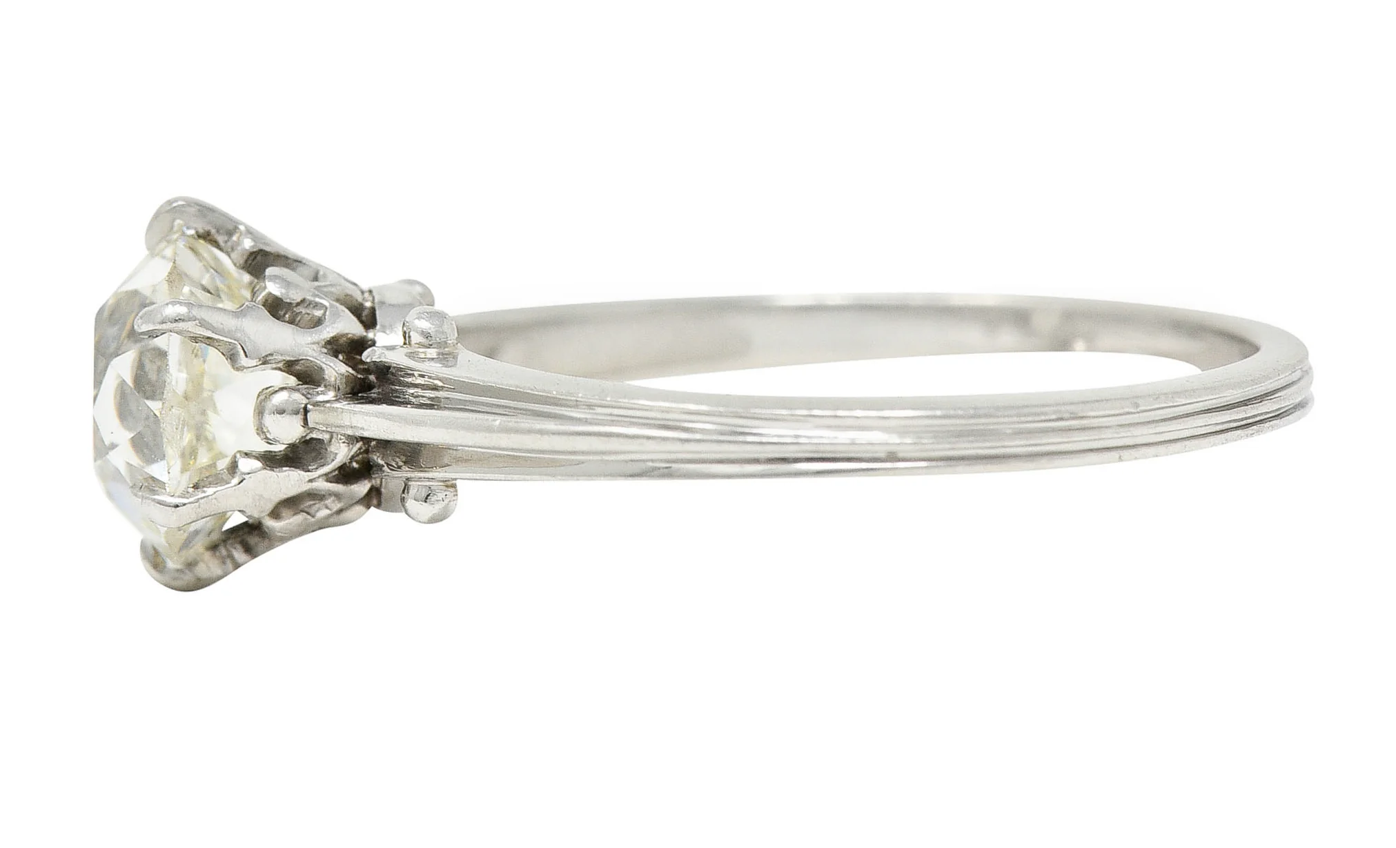 Edwardian 1.53 CTW Old Mine Platinum Engagement Ring GIA - Image 6