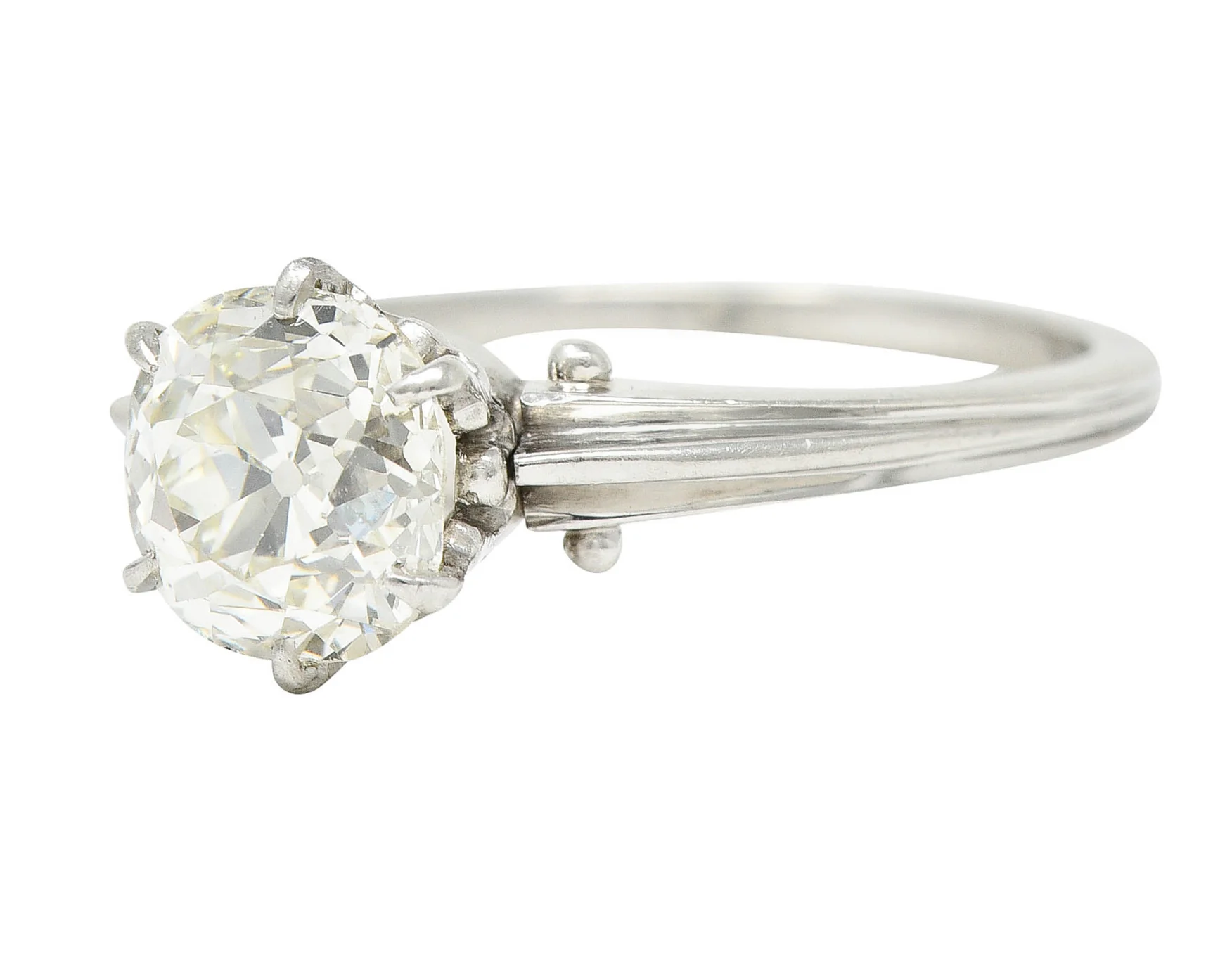 Edwardian 1.53 CTW Old Mine Platinum Engagement Ring GIA - Image 7