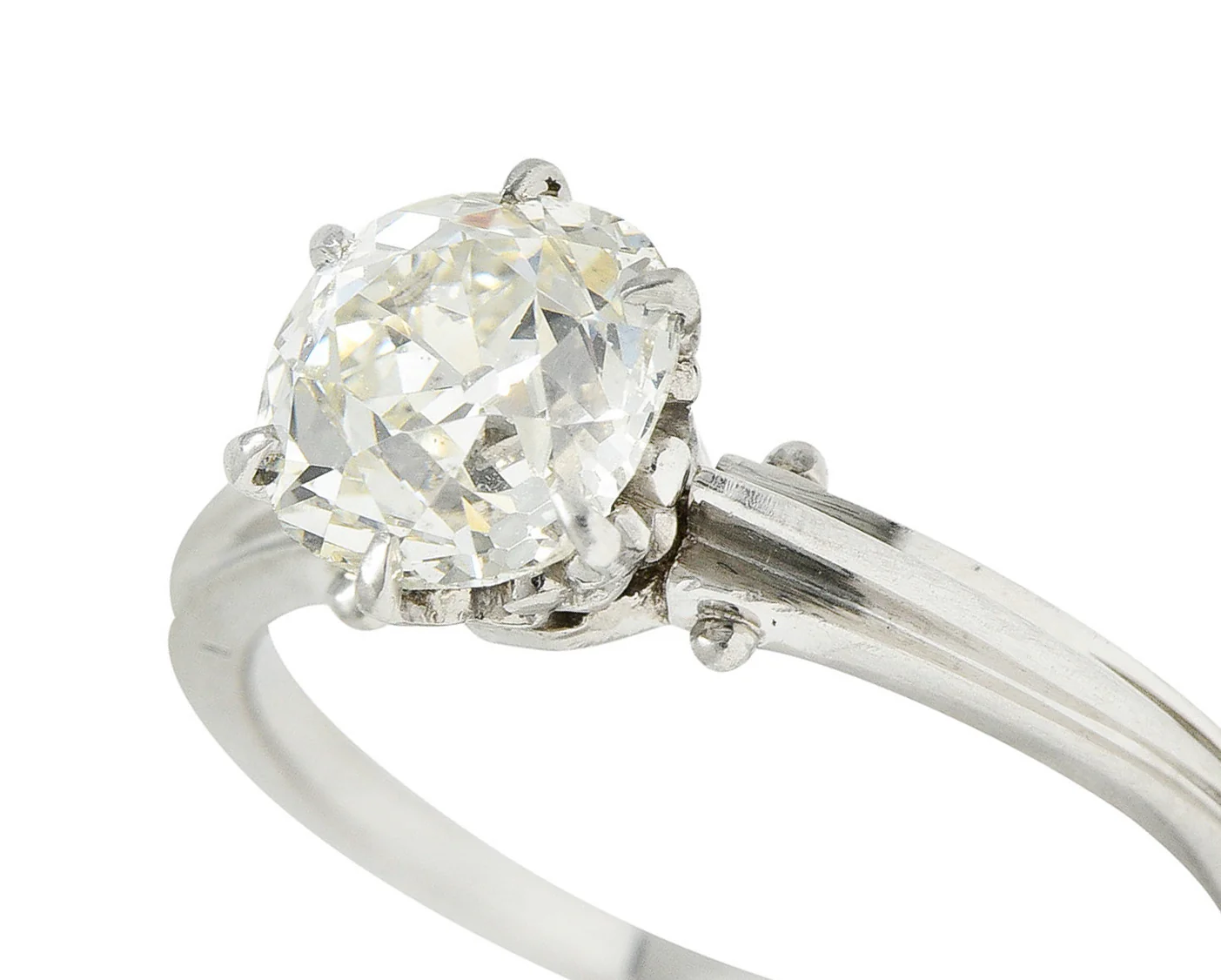 Edwardian 1.53 CTW Old Mine Platinum Engagement Ring GIA - Image 8