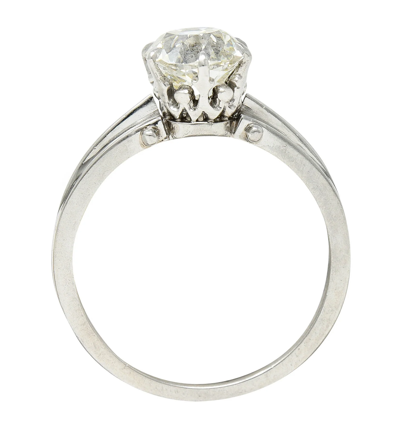 Edwardian 1.53 CTW Old Mine Platinum Engagement Ring GIA - Image 9