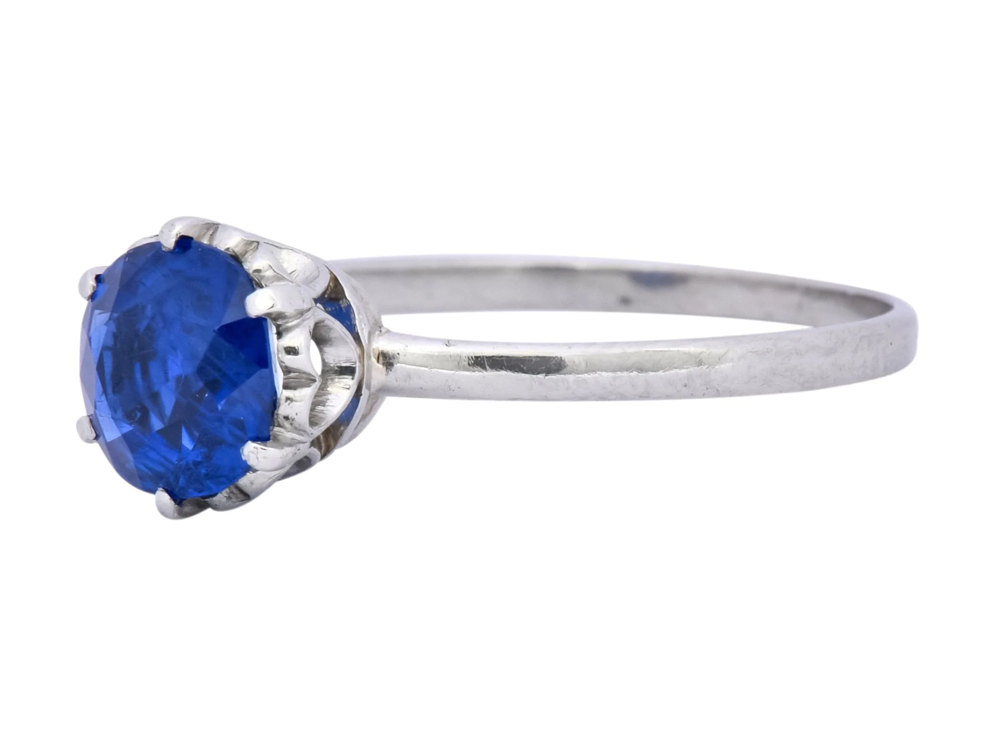 Edwardian 1.59 CTW No Heat Burma Sapphire Platinum Heart Filigree Ring AGL - Image 7