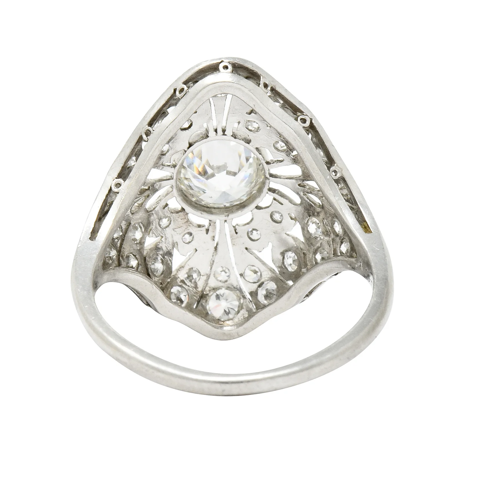 Edwardian 1.70 CTW Diamond Platinum Foliate Dinner Ring - Image 4