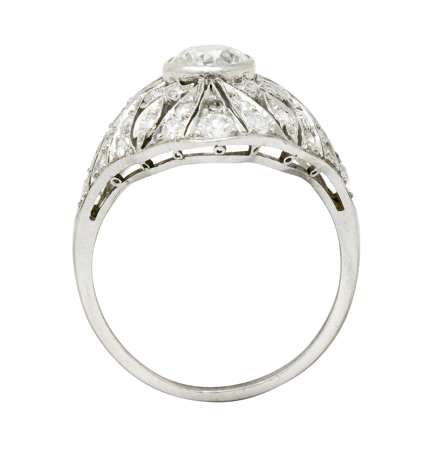 Edwardian 1.70 CTW Diamond Platinum Foliate Dinner Ring - Image 8