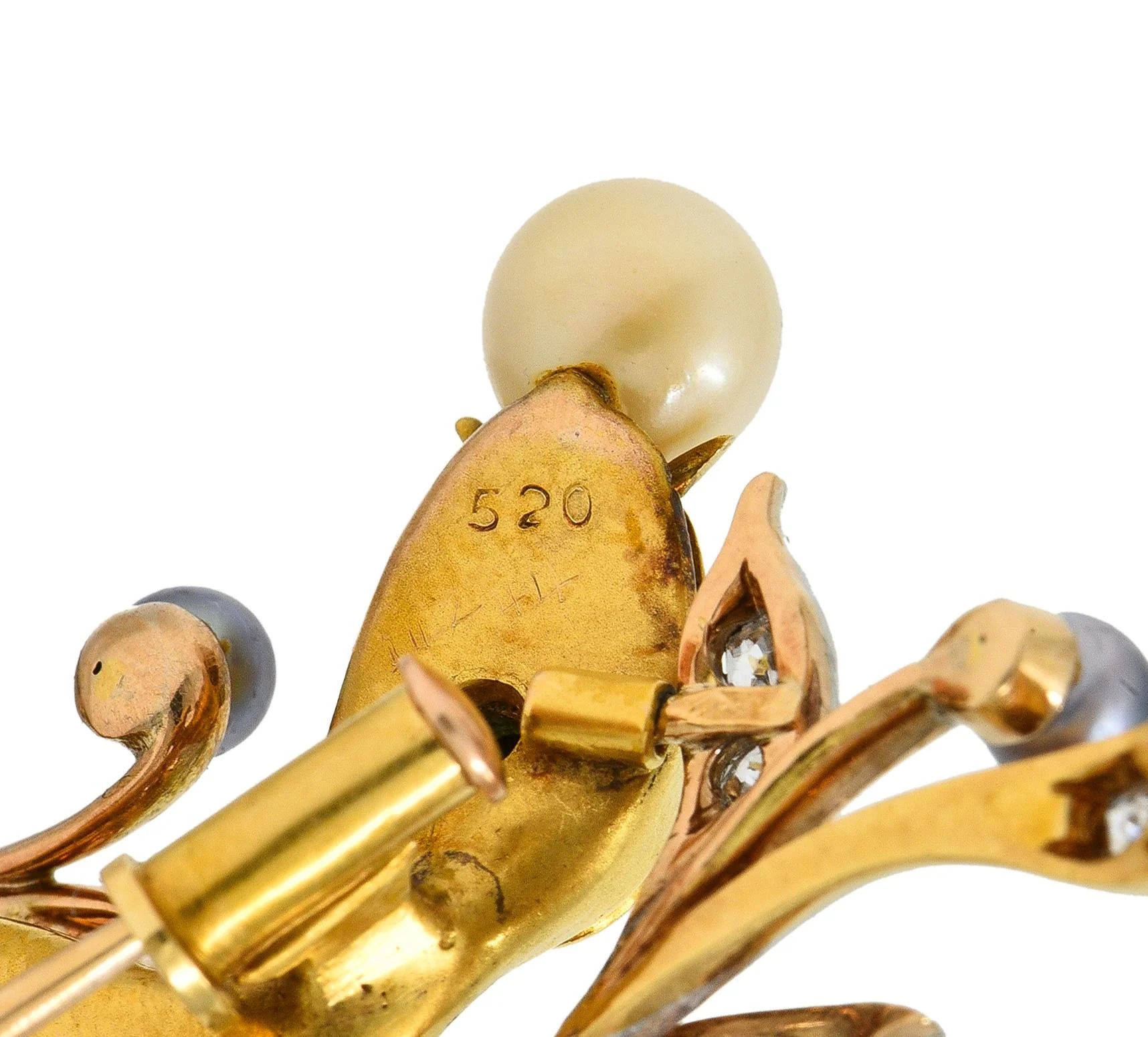 Edwardian Diamond Demantoid Garnet Pearl Platinum 14 Karat Gold Antique Snake Brooch - Image 10