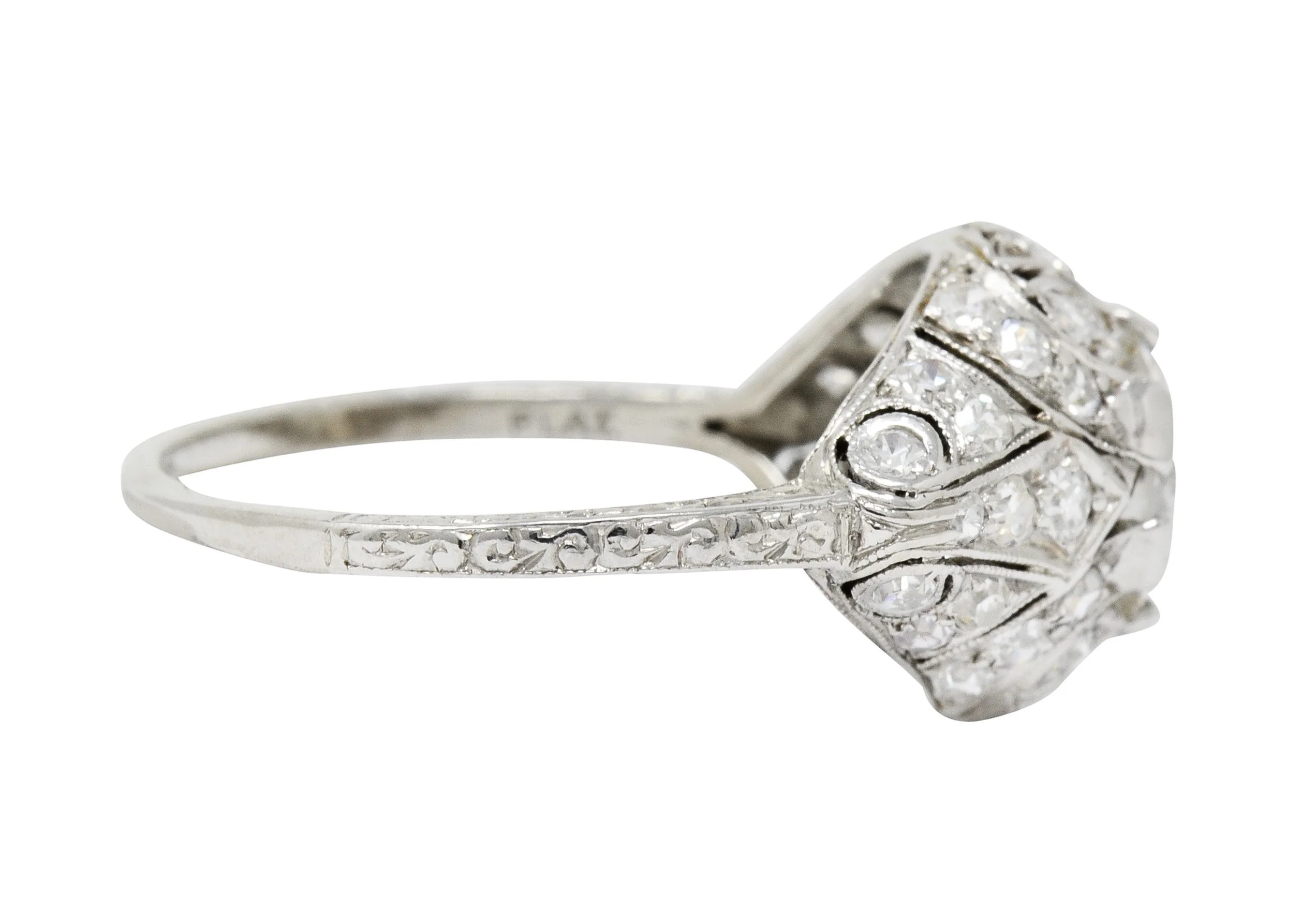 Edwardian 1.95 CTW Diamond Platinum Scrolled Engagement Ring GIA - Image 3