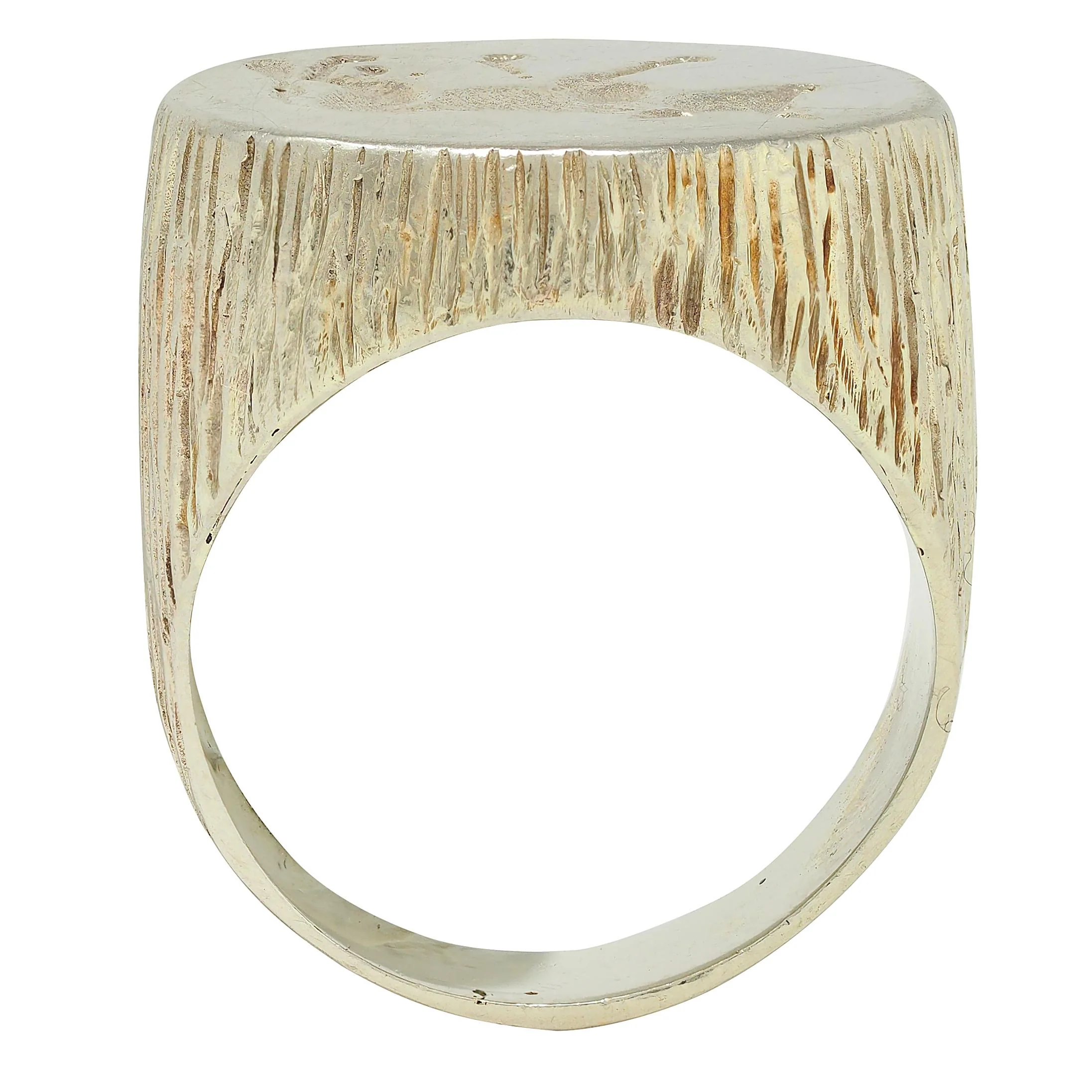Edwardian 14 Karat White Gold Antique Fox Intaglio Unisex Signet Ring - Image 5