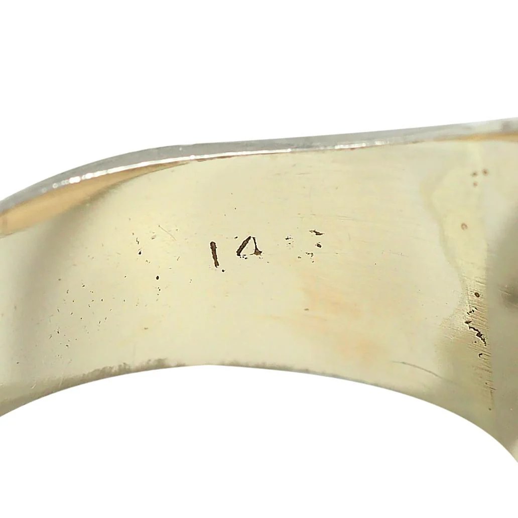 Edwardian 14 Karat White Gold Antique Fox Intaglio Unisex Signet Ring - Image 6