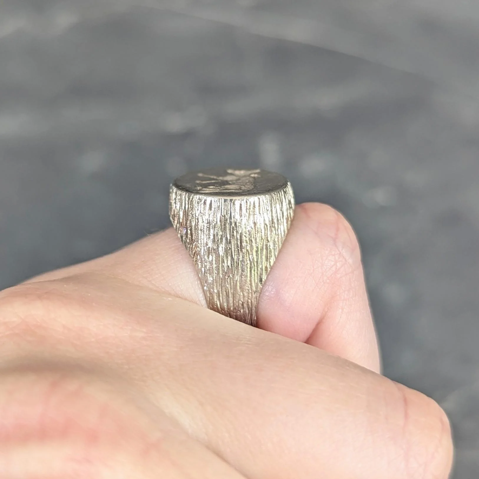Edwardian 14 Karat White Gold Antique Fox Intaglio Unisex Signet Ring - Image 9