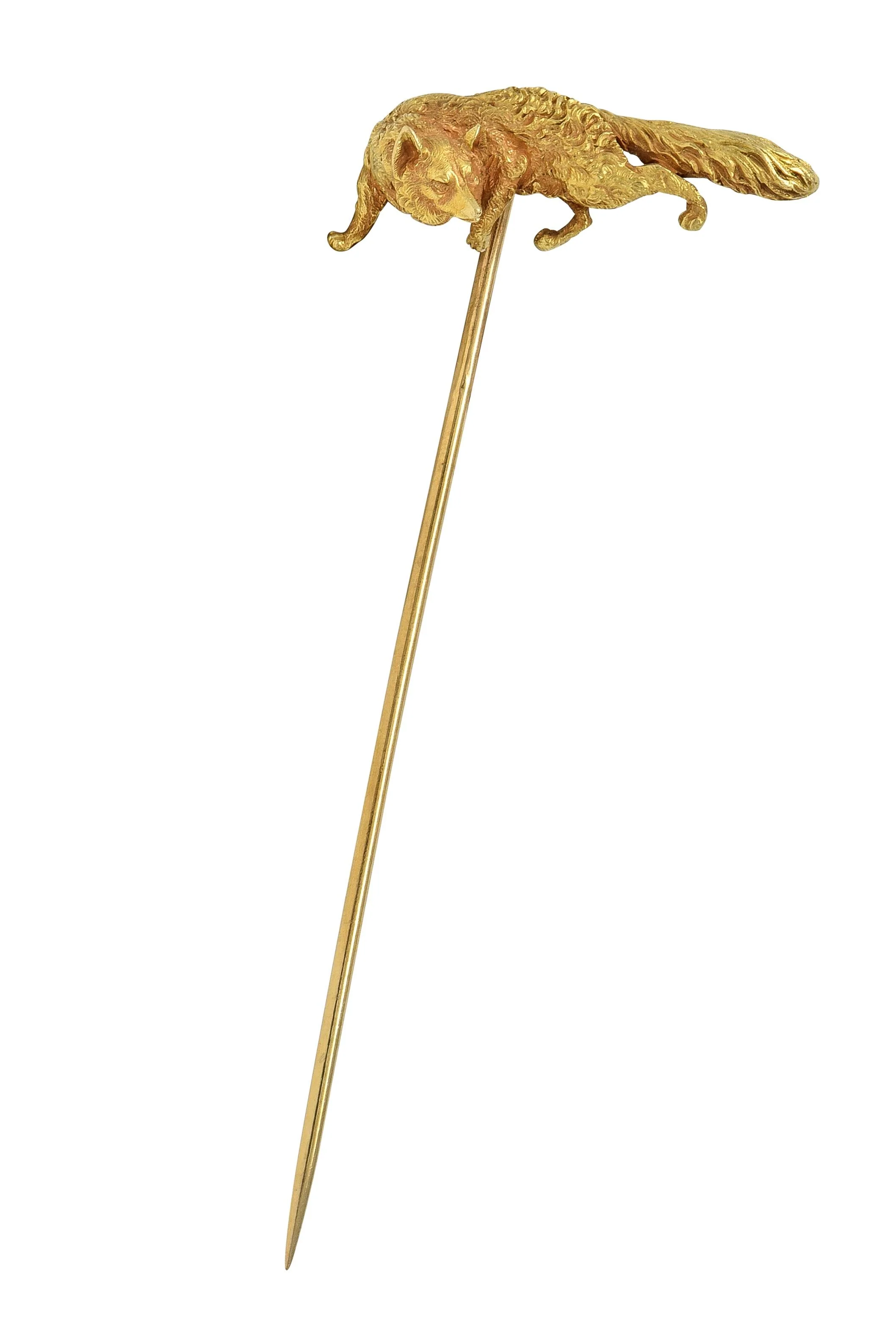 Edwardian 14 Karat Yellow Gold Fox Antique Animal Stickpin - Image 2