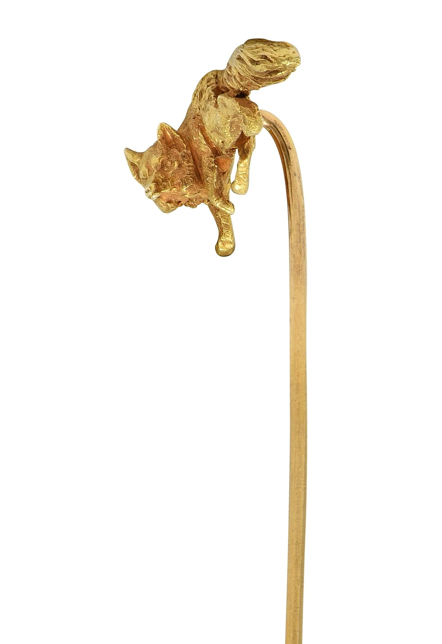 Edwardian 14 Karat Yellow Gold Fox Antique Animal Stickpin - Image 3