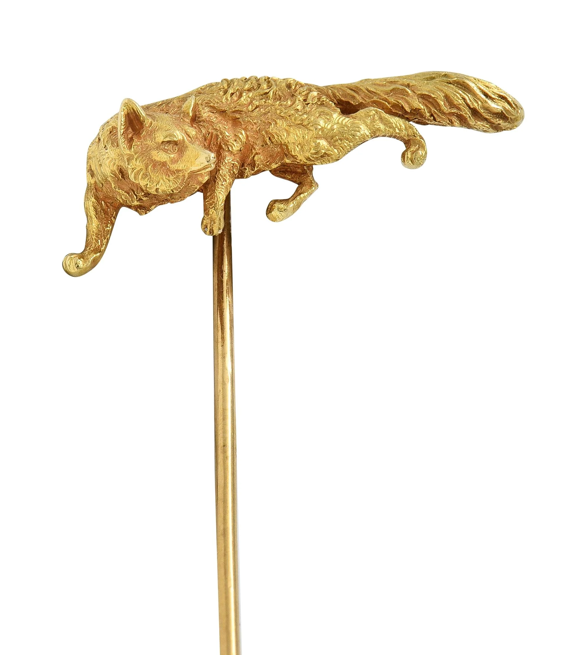 Edwardian 14 Karat Yellow Gold Fox Antique Animal Stickpin - Image 5