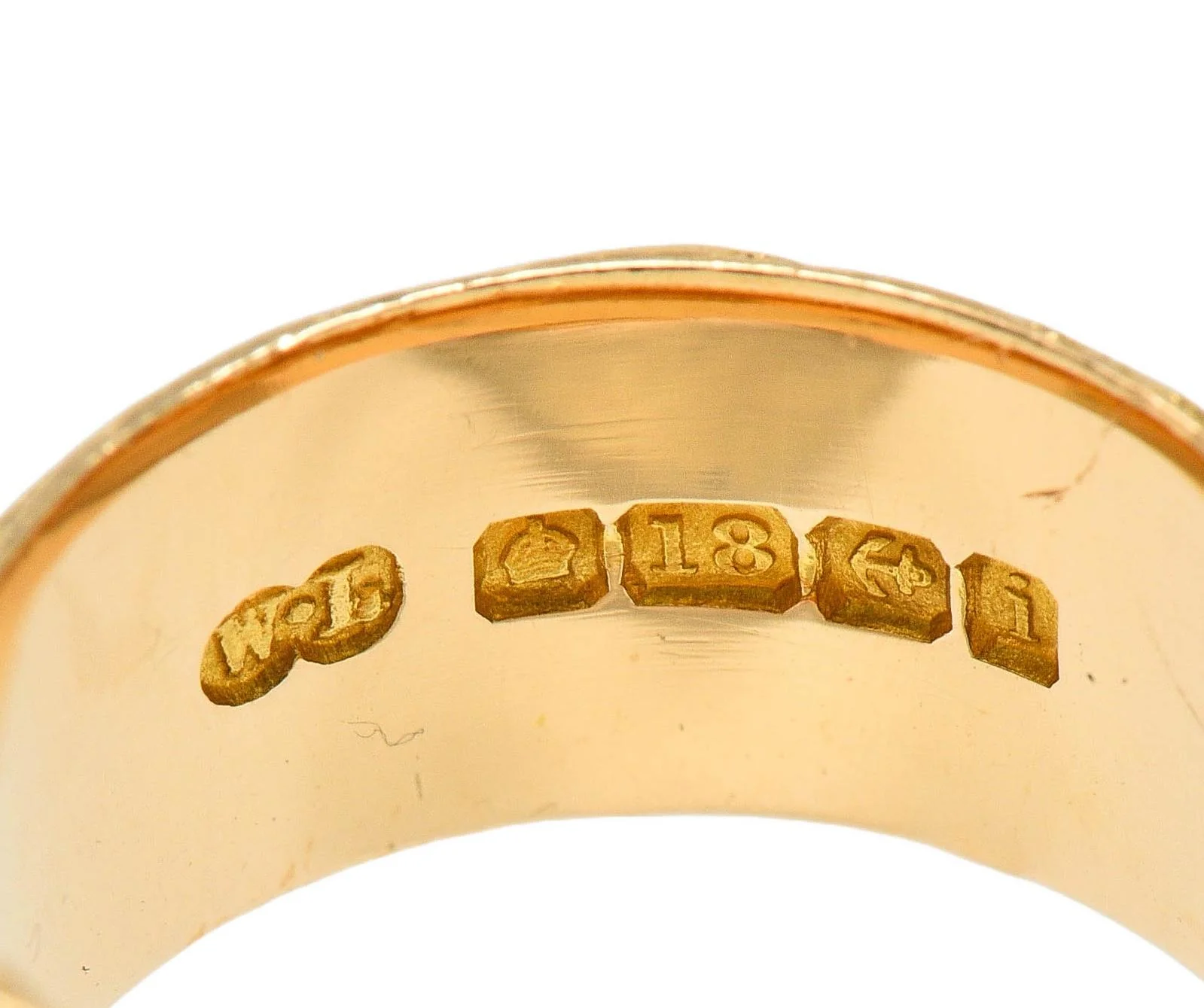 Edwardian 1908 18 Karat Yellow Gold Antique Floral Buckle Band Ring - Image 5