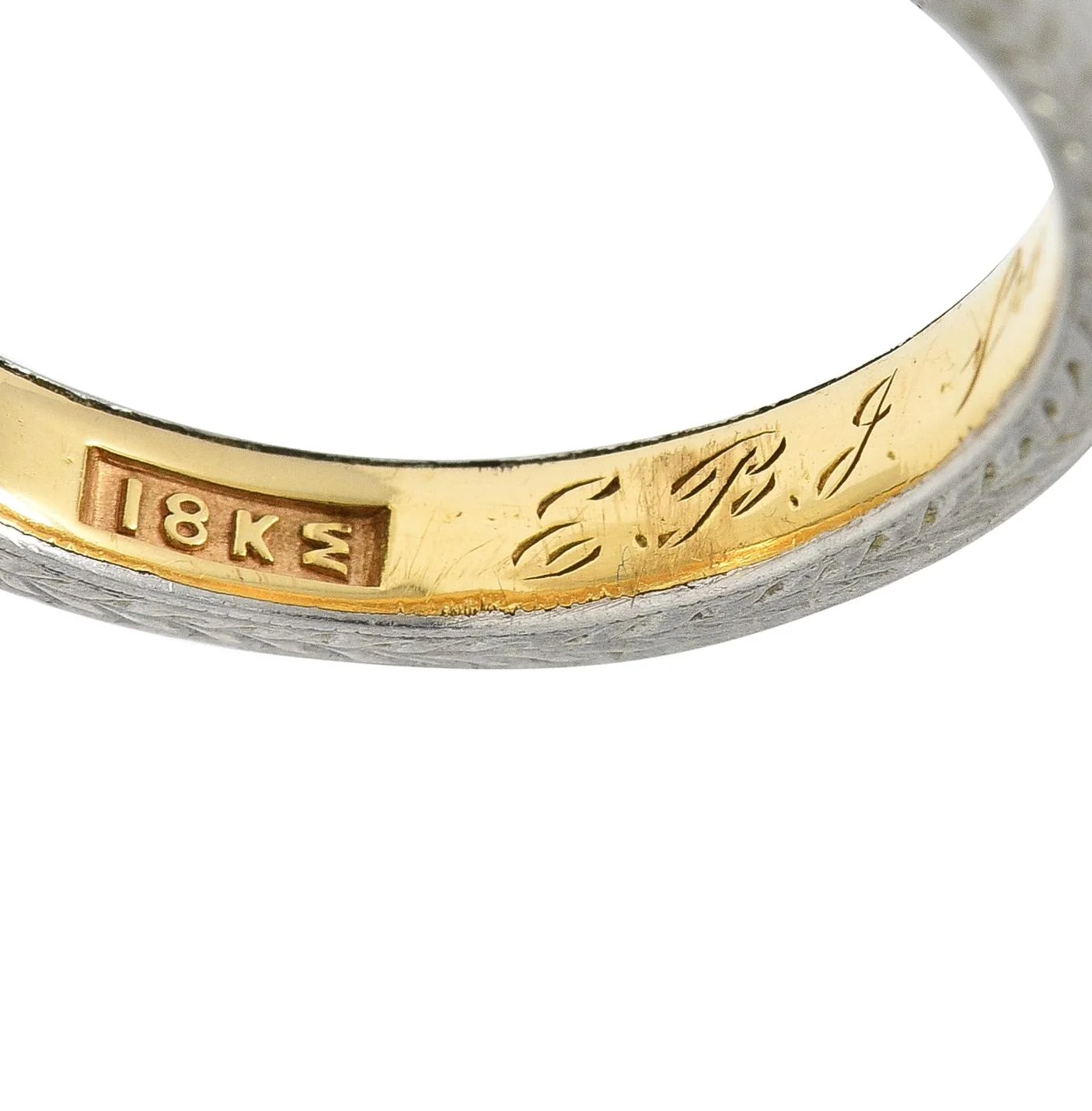 Edwardian 1912 18 Karat Two-Tone Gold Wheat Antique Wedding Band Ring - Image 5