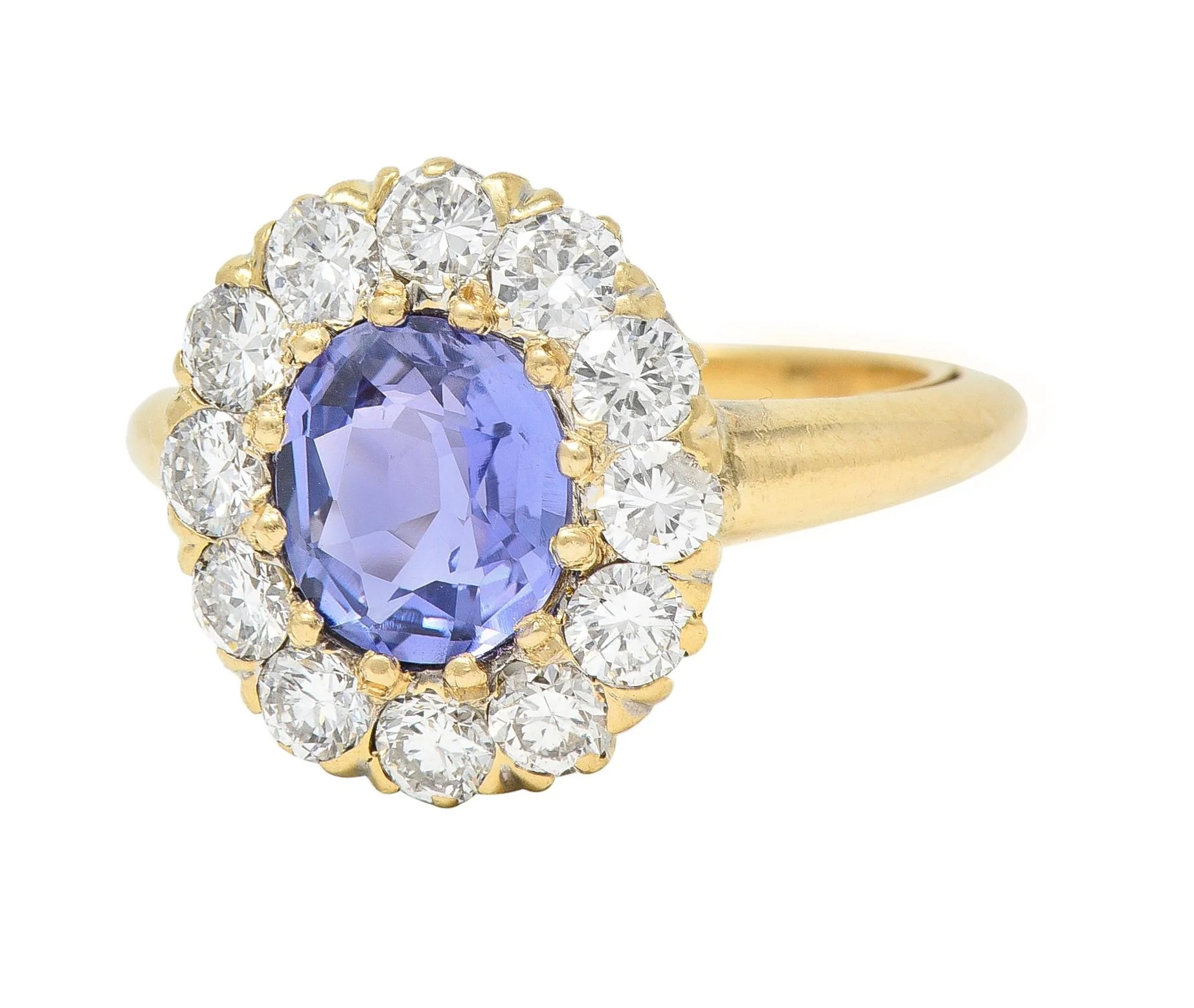 Edwardian 2.10 CTW No Heat Purple Ceylon Sapphire Diamond 14 Karat Gold Antique Ring GIA - Image 7
