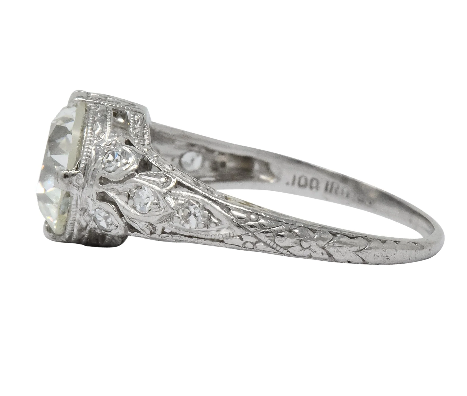 Edwardian 2.13 CTW Old European Diamond Platinum Engagement Ring GIA - Image 5