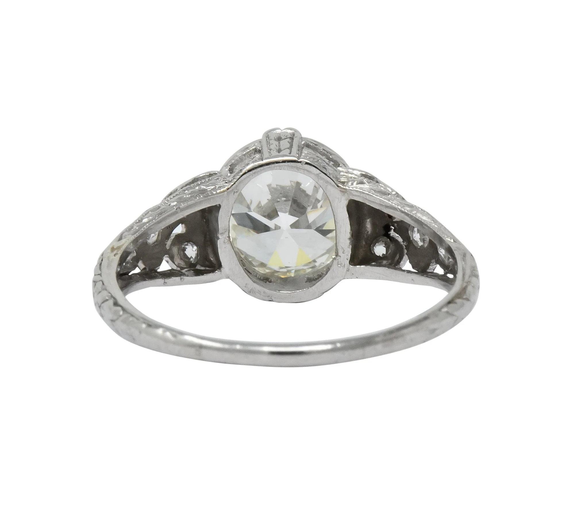 Edwardian 2.13 CTW Old European Diamond Platinum Engagement Ring GIA - Image 6