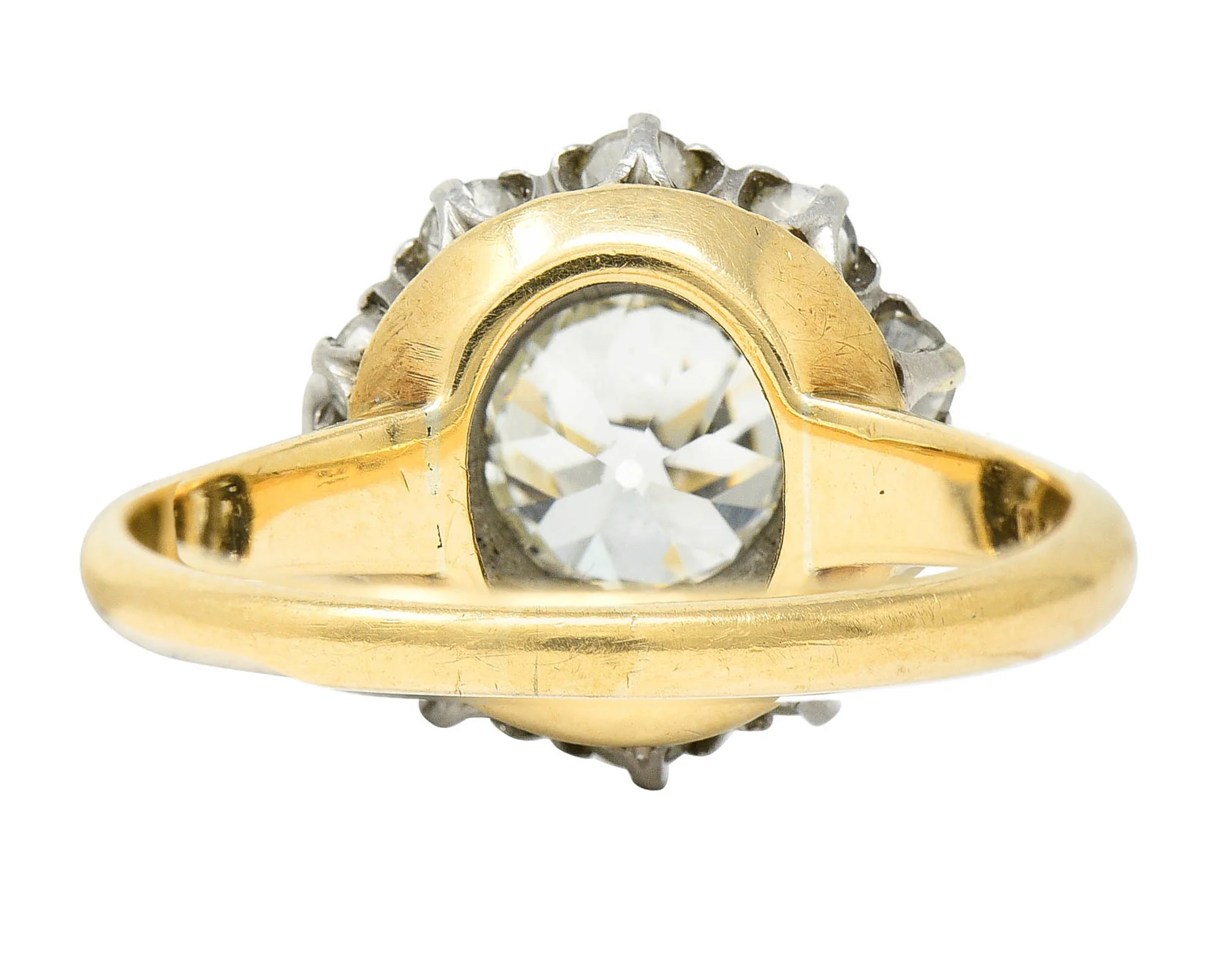 Edwardian 2.14 CTW Diamond Platinum-Topped 14 Karat Gold Cluster Engagement Ring GIA - Image 4