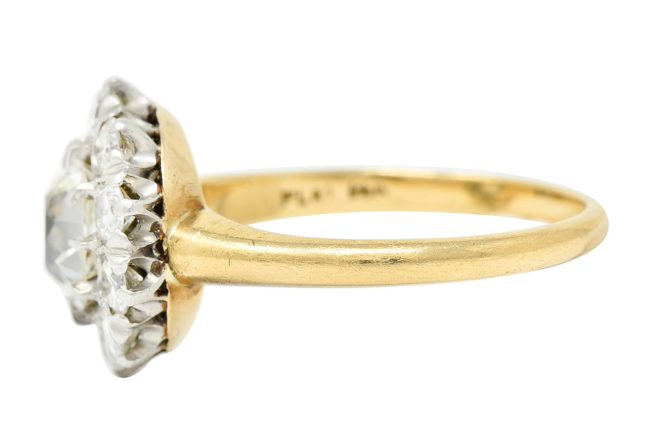 Edwardian 2.14 CTW Diamond Platinum-Topped 14 Karat Gold Cluster Engagement Ring GIA - Image 5