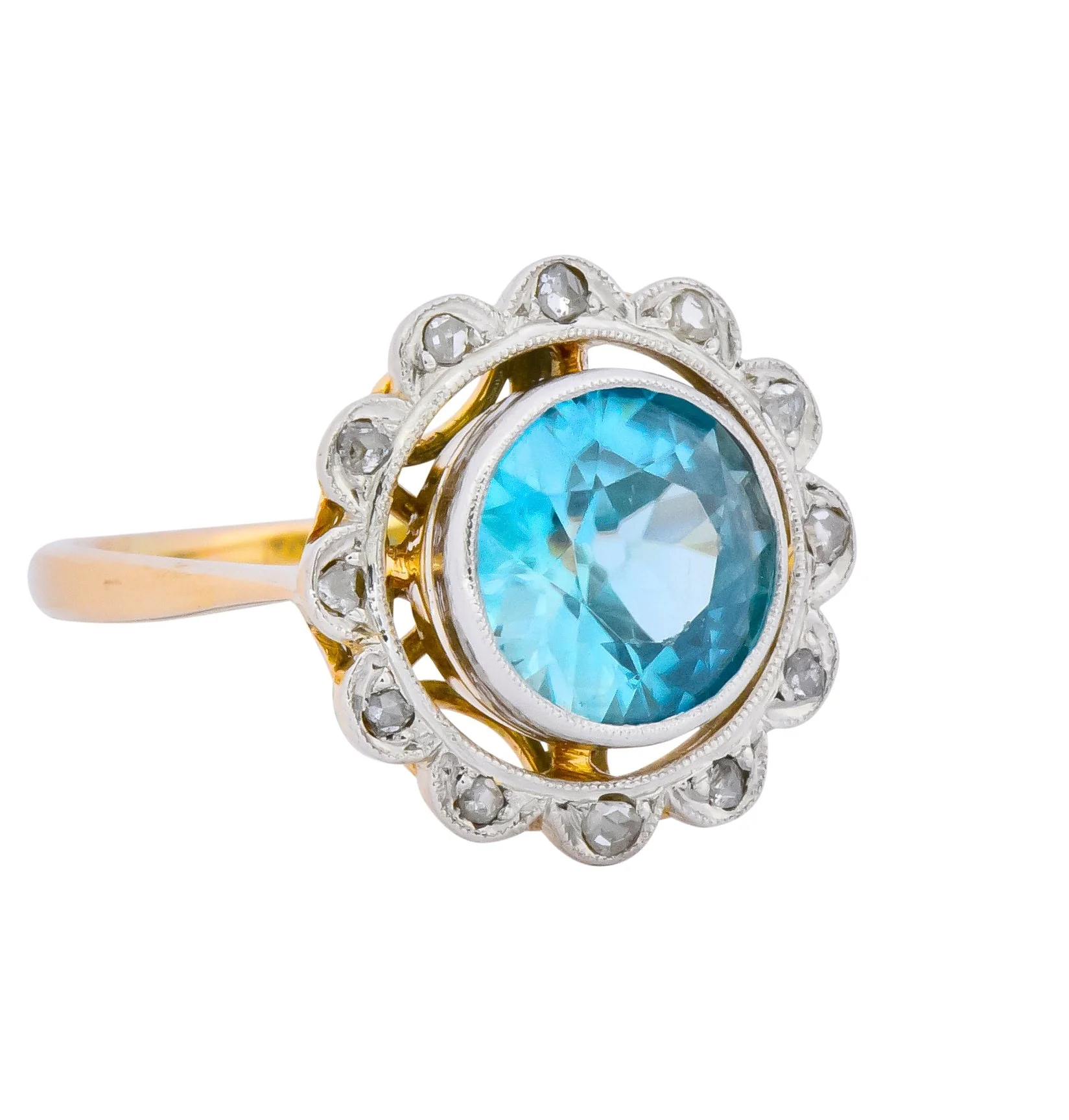 Edwardian 2.20 CTW Zircon Diamond Platinum 14 Karat Gold Ring - Image 2