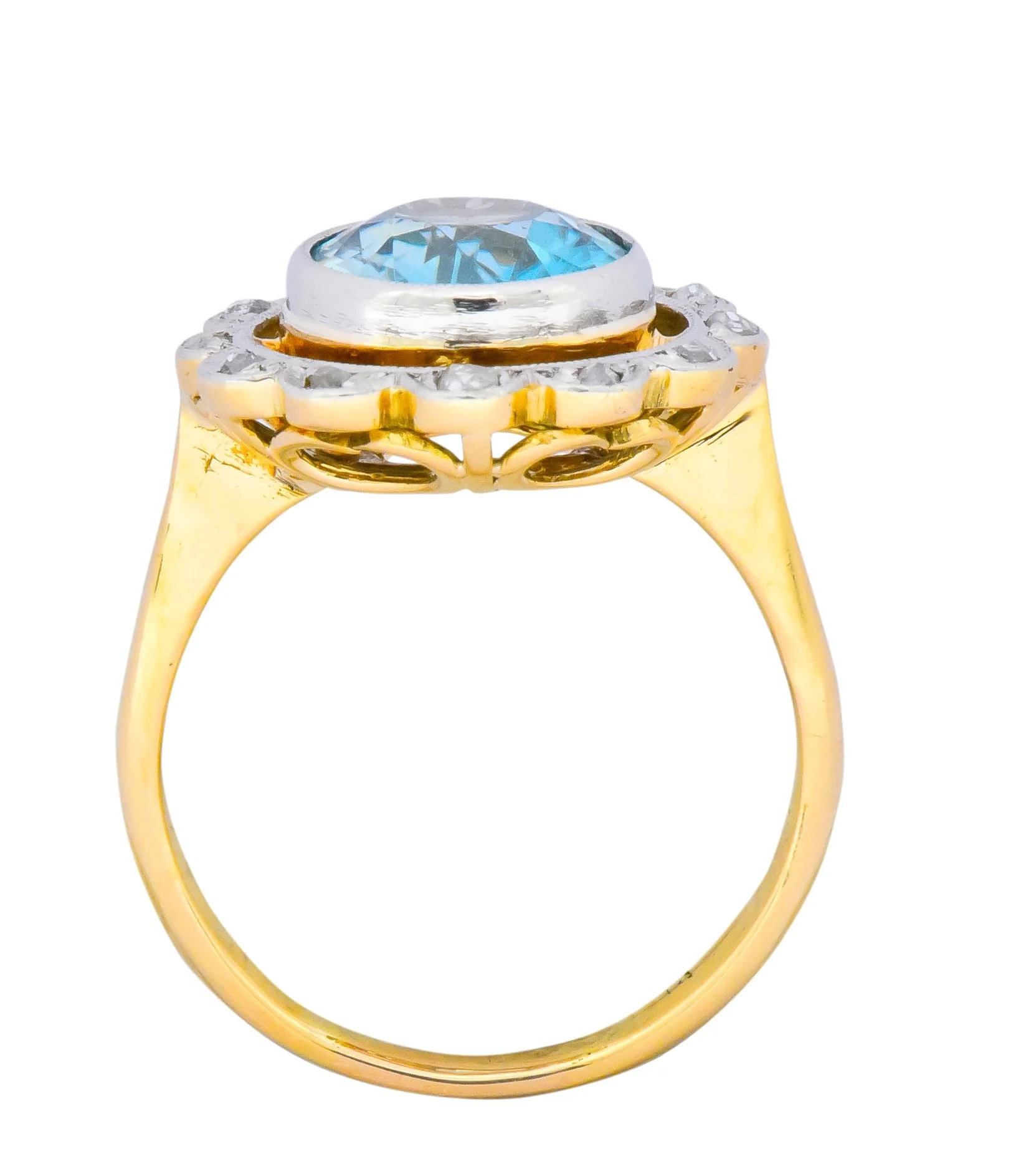 Edwardian 2.20 CTW Zircon Diamond Platinum 14 Karat Gold Ring - Image 7