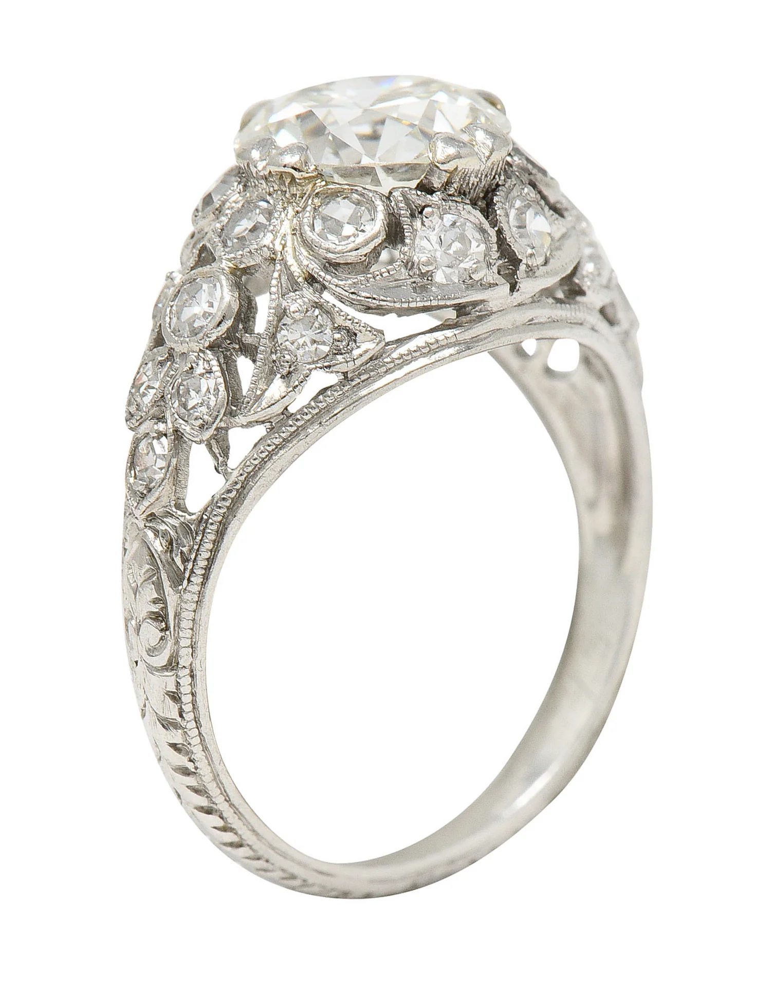 Edwardian 2.33 CTW Diamond Platinum Engagement Ring - Image 2
