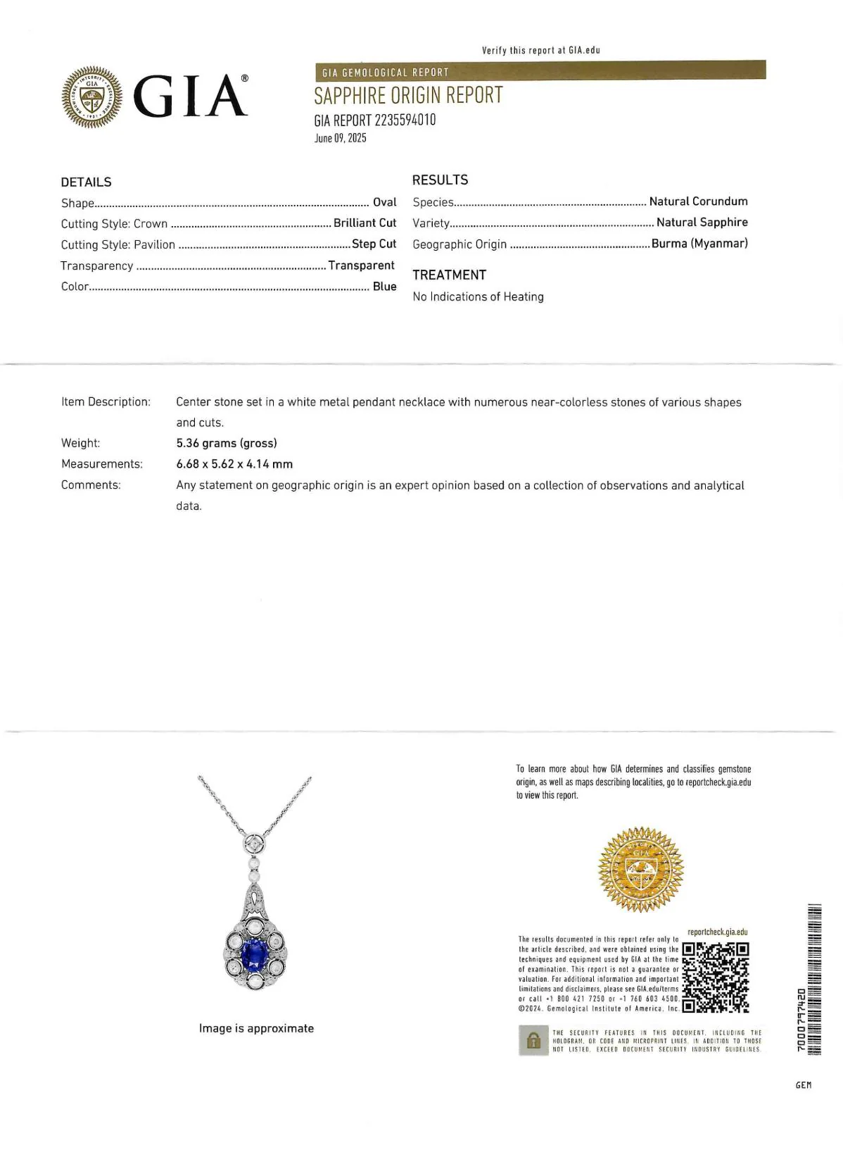 Edwardian 2.33 CTW No Heat Burma Sapphire Diamond Platinum Antique Drop Necklace GIA - Image 9