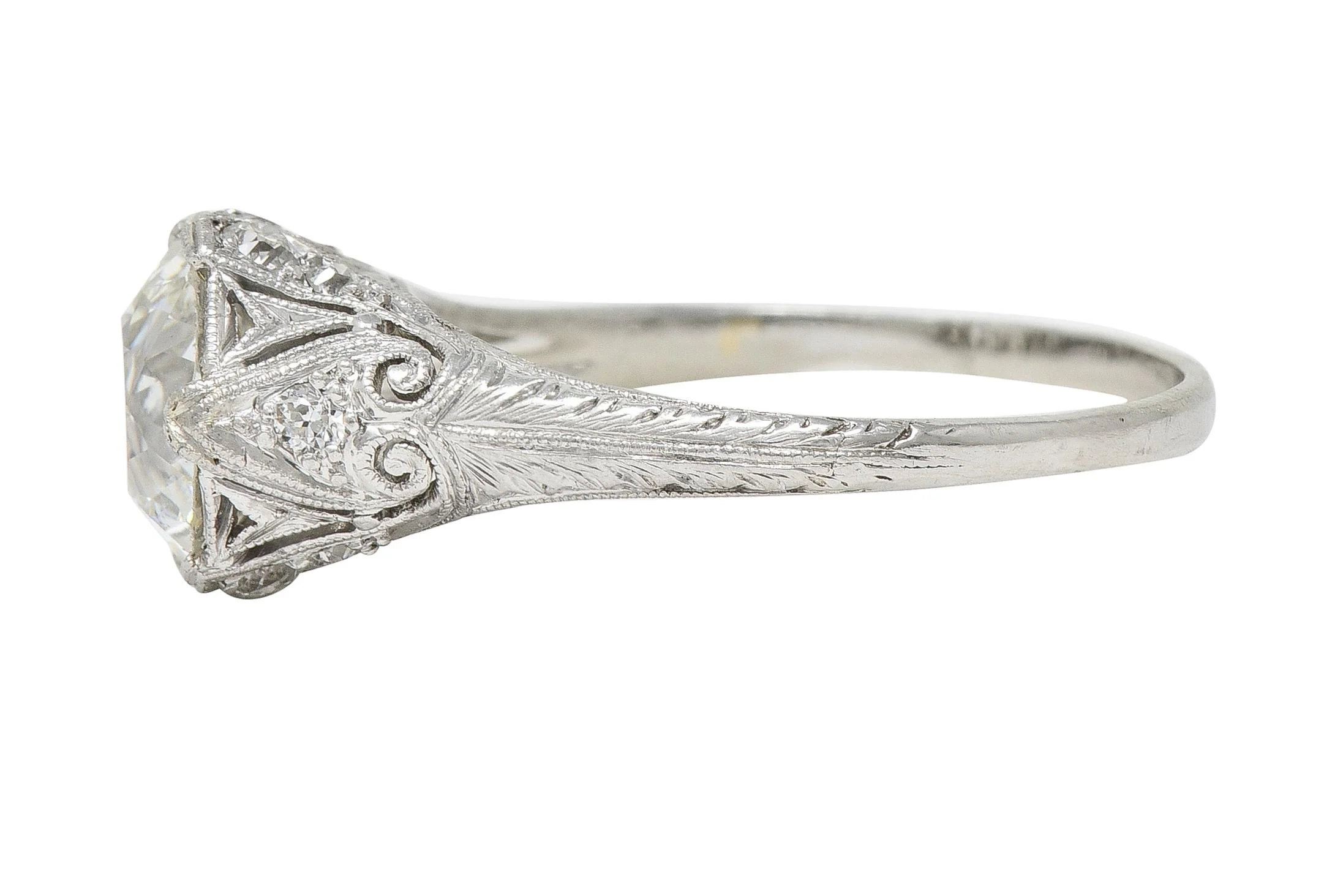Edwardian 2.36 CTW Old European Cut Diamond Platinum Antique Engagement Ring - Image 6