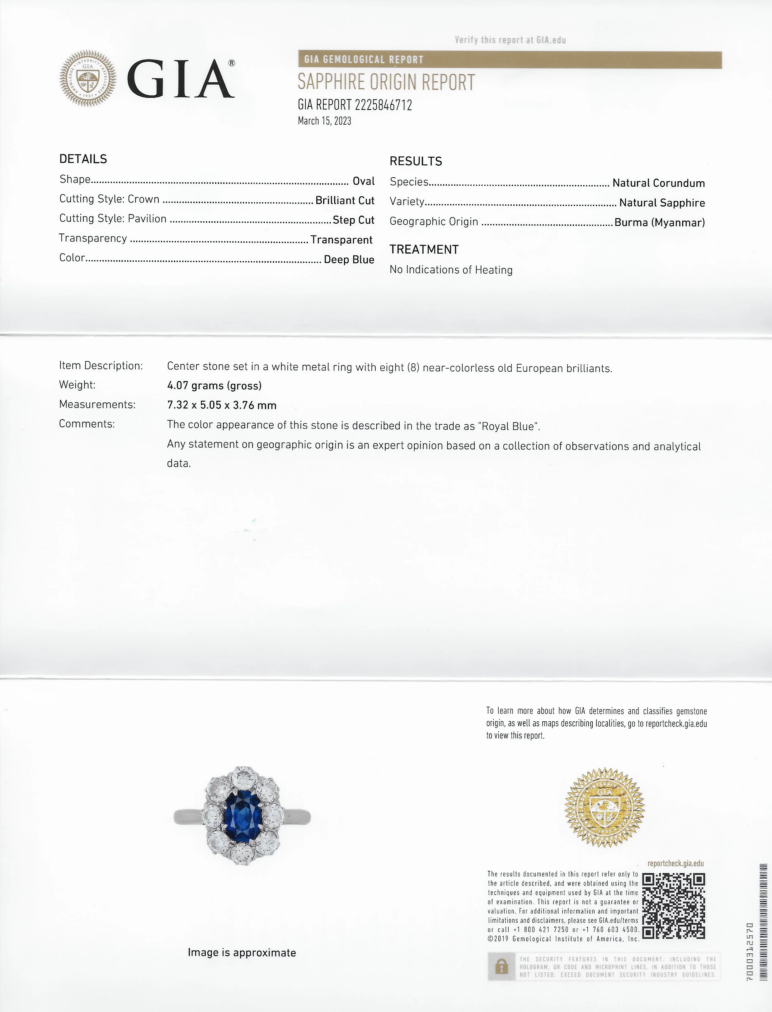 Edwardian 2.48 CTW No Heat Burma Sapphire Old European Cut Diamond Platinum Antique Halo Ring GIA - Image 13