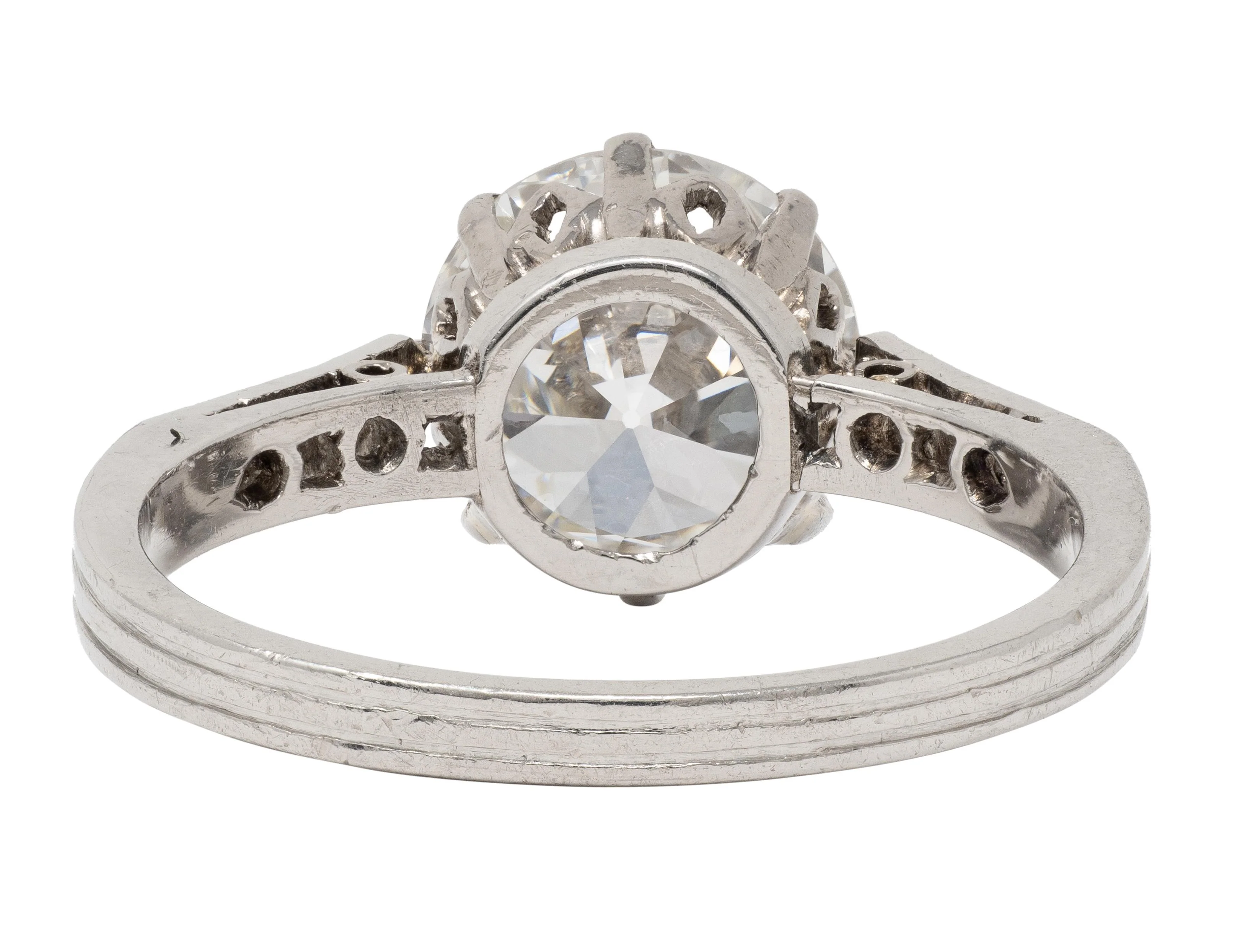 Edwardian 2.68 CTW Old European Cut Diamond Platinum Antique Engagement Ring - Image 5