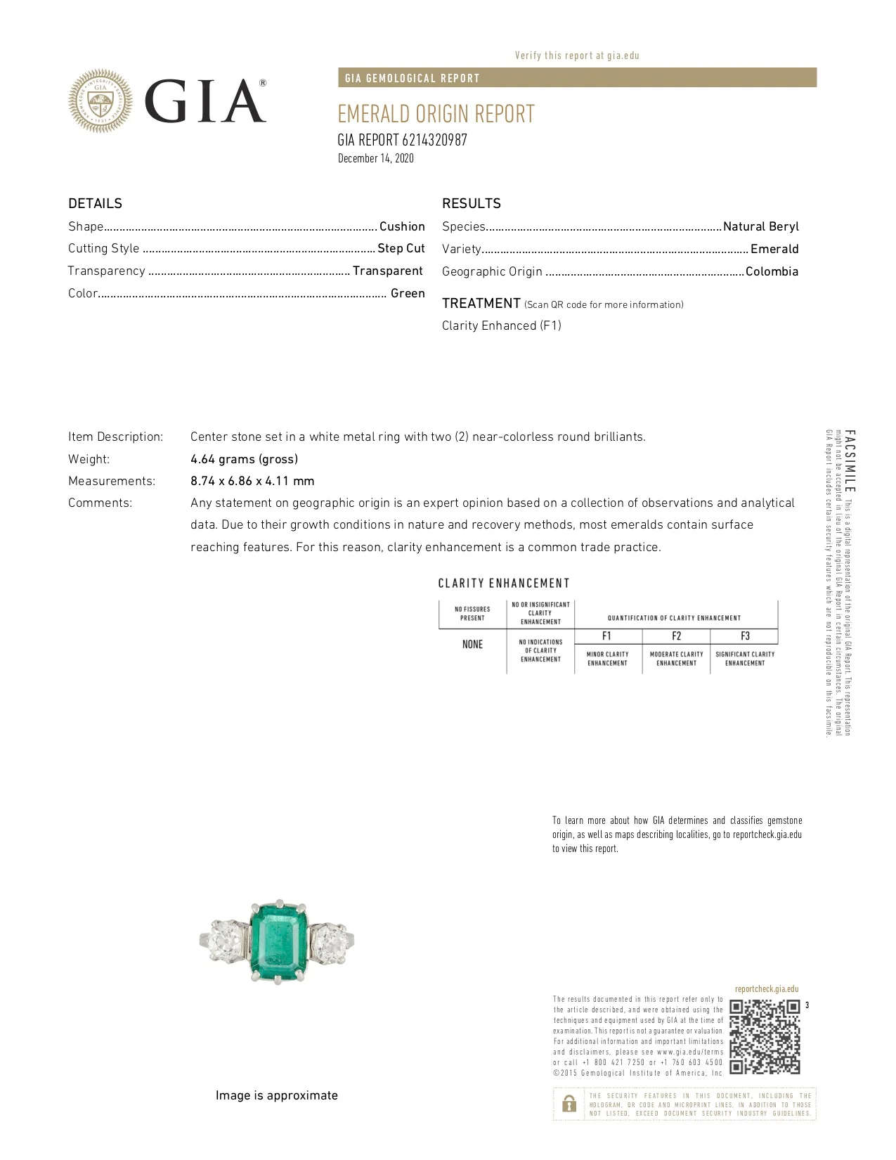 Edwardian 2.80 CTW Colombian Emerald Diamond Platinum Three Stone Ring GIA - Image 11