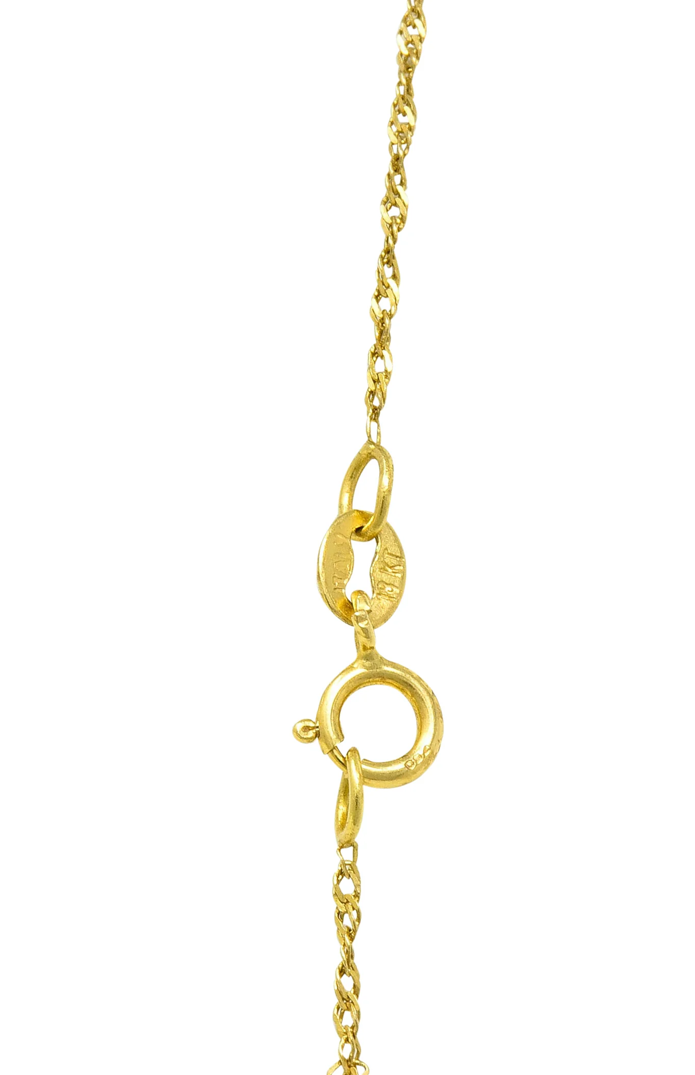 Edwardian 3.07 CTW Sapphire Diamond 14 Karat Two-Tone Gold Cluster Pendant Necklace - Image 5