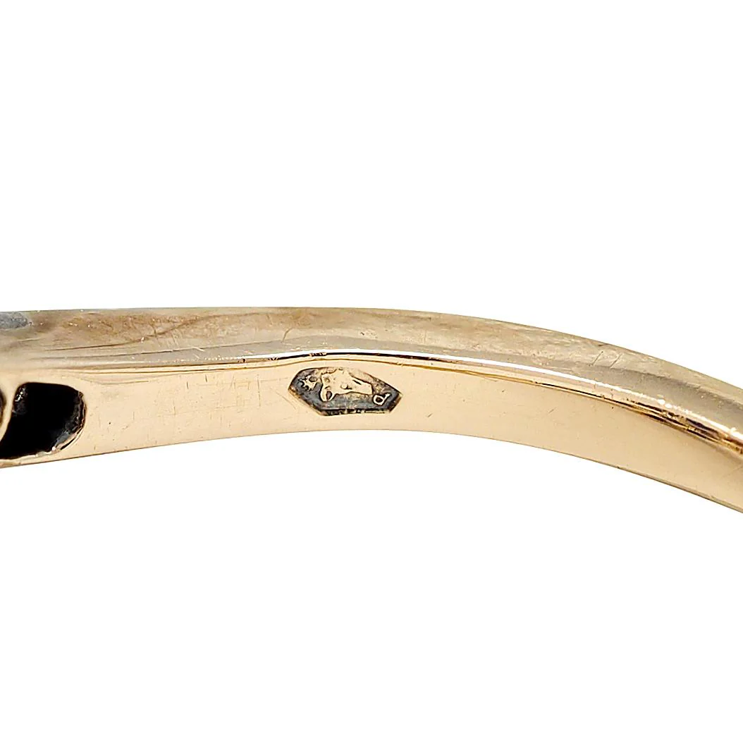 Edwardian 3.20 CTW Diamond Sapphire Silver 14 Karat Yellow Gold Antique Toi et Moi Ring GIA - Image 9