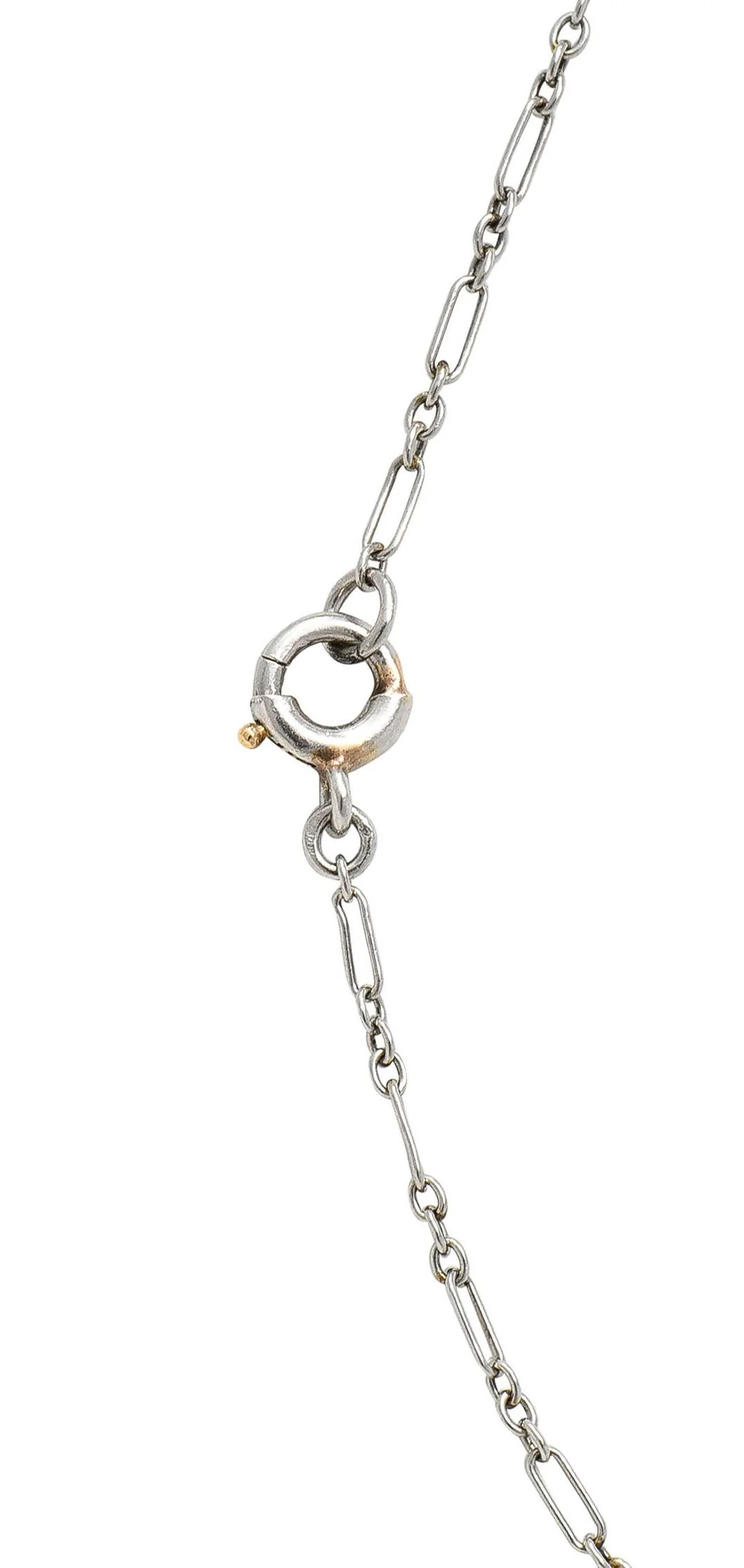 Edwardian 6.00 CTW Aquamarine Diamond Pearl Platinum 18 Karat Gold Antique Lavalier Necklace - Image 10