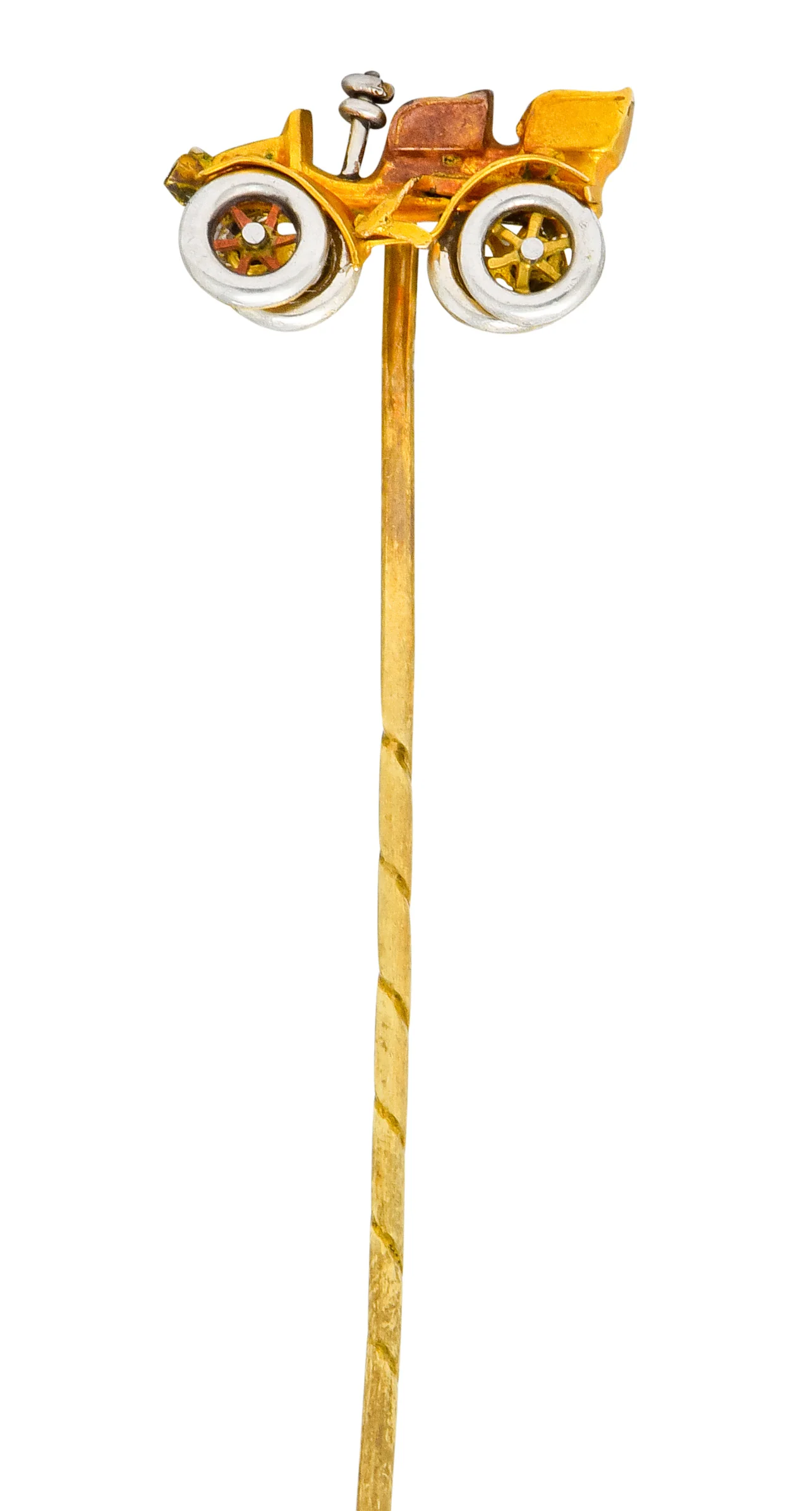 Edwardian Articulated 14 Karat Gold Ford Model T Classic Car Stickpin - Image 3
