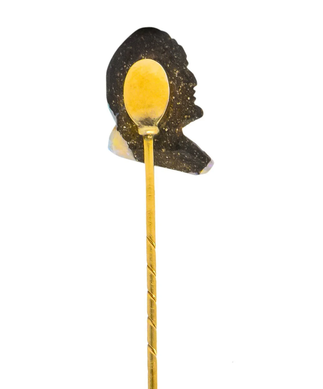 Edwardian Carved Boulder Opal 14 Karat Gold Cameo Stickpin - Image 4