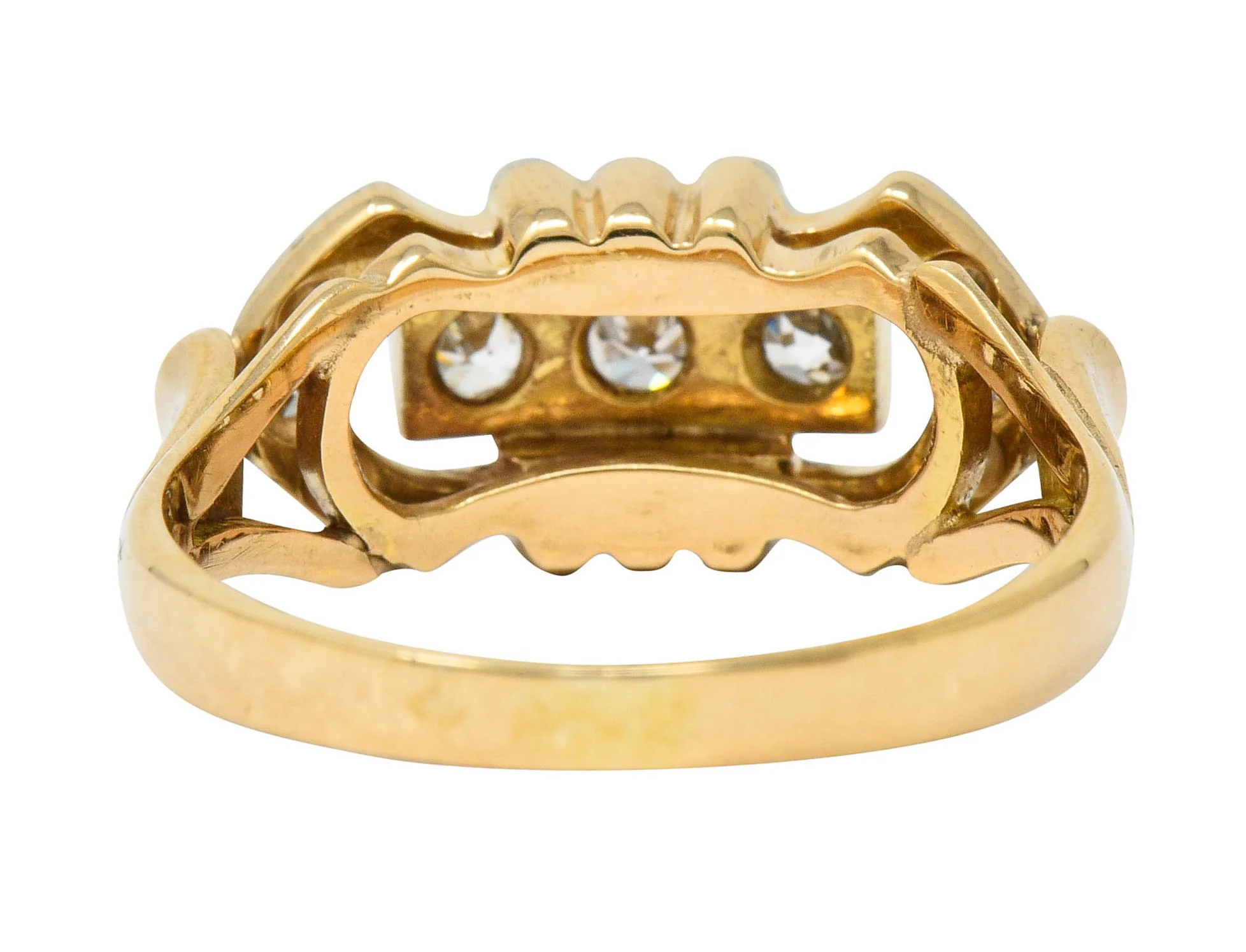 Edwardian Diamond 14 Karat Two-Tone Gold Dinner Ring - Image 4