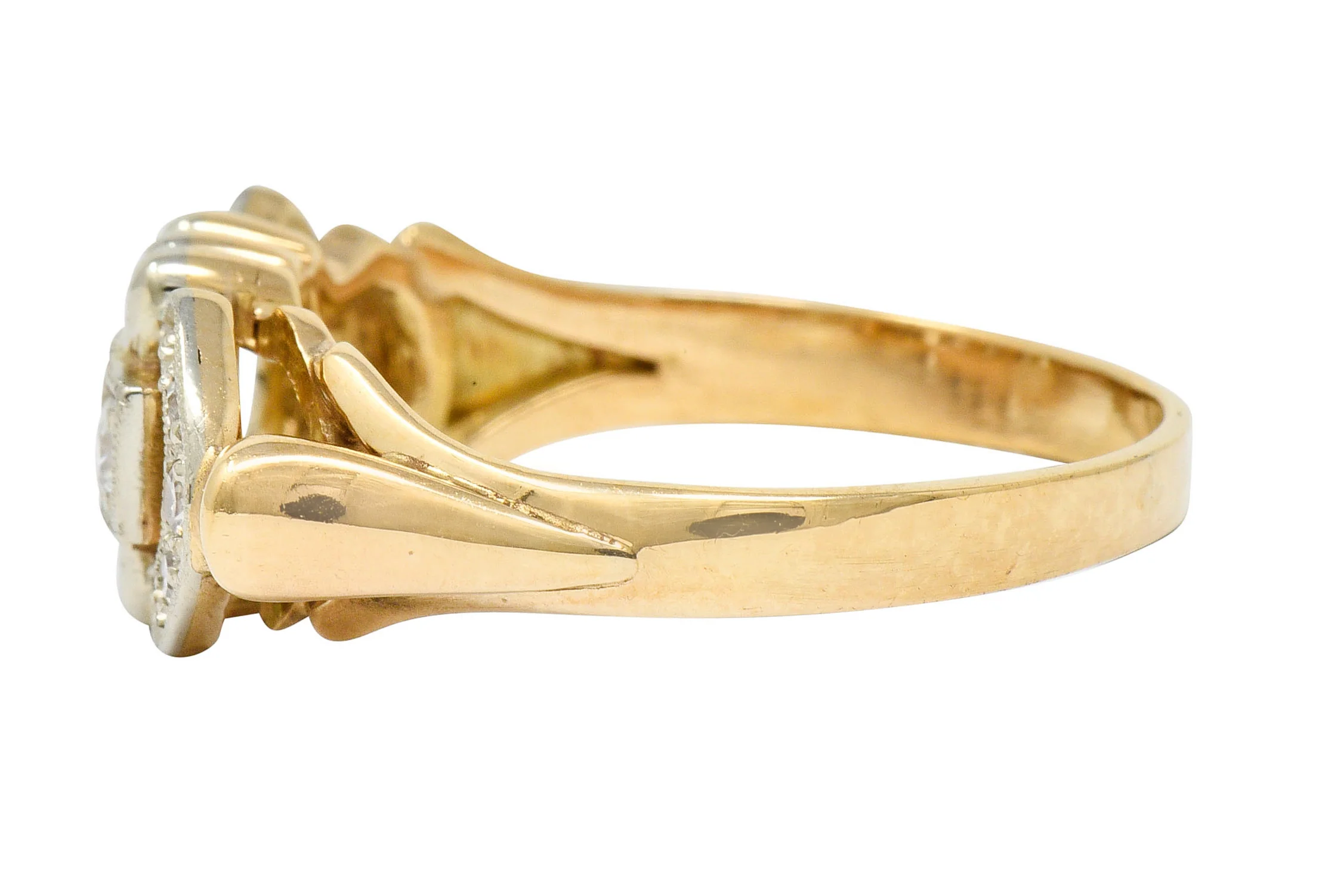 Edwardian Diamond 14 Karat Two-Tone Gold Dinner Ring - Image 5