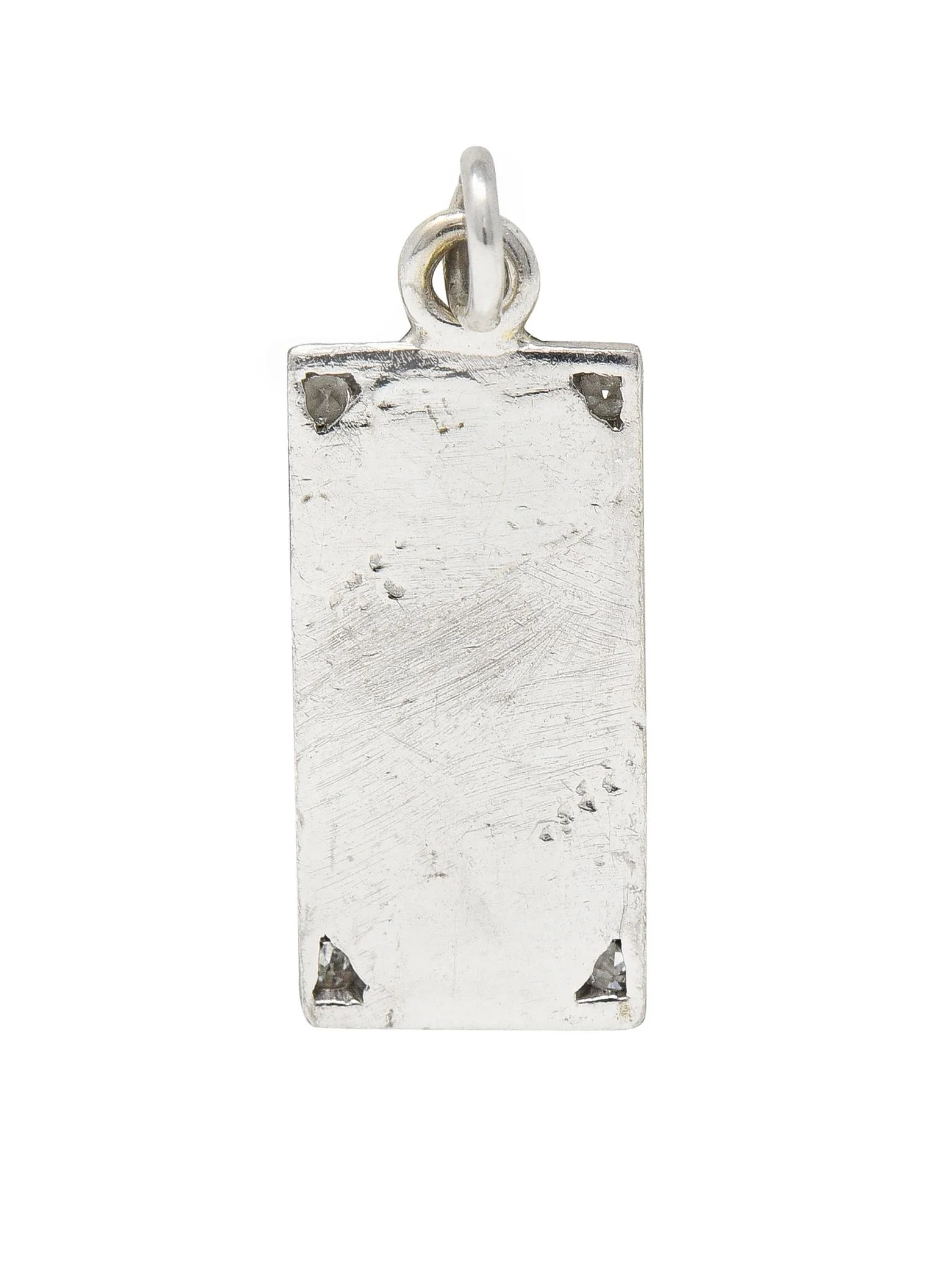 Edwardian Diamond Enamel Platinum Belmont Park Antique Horse Race Program Charm - Image 3