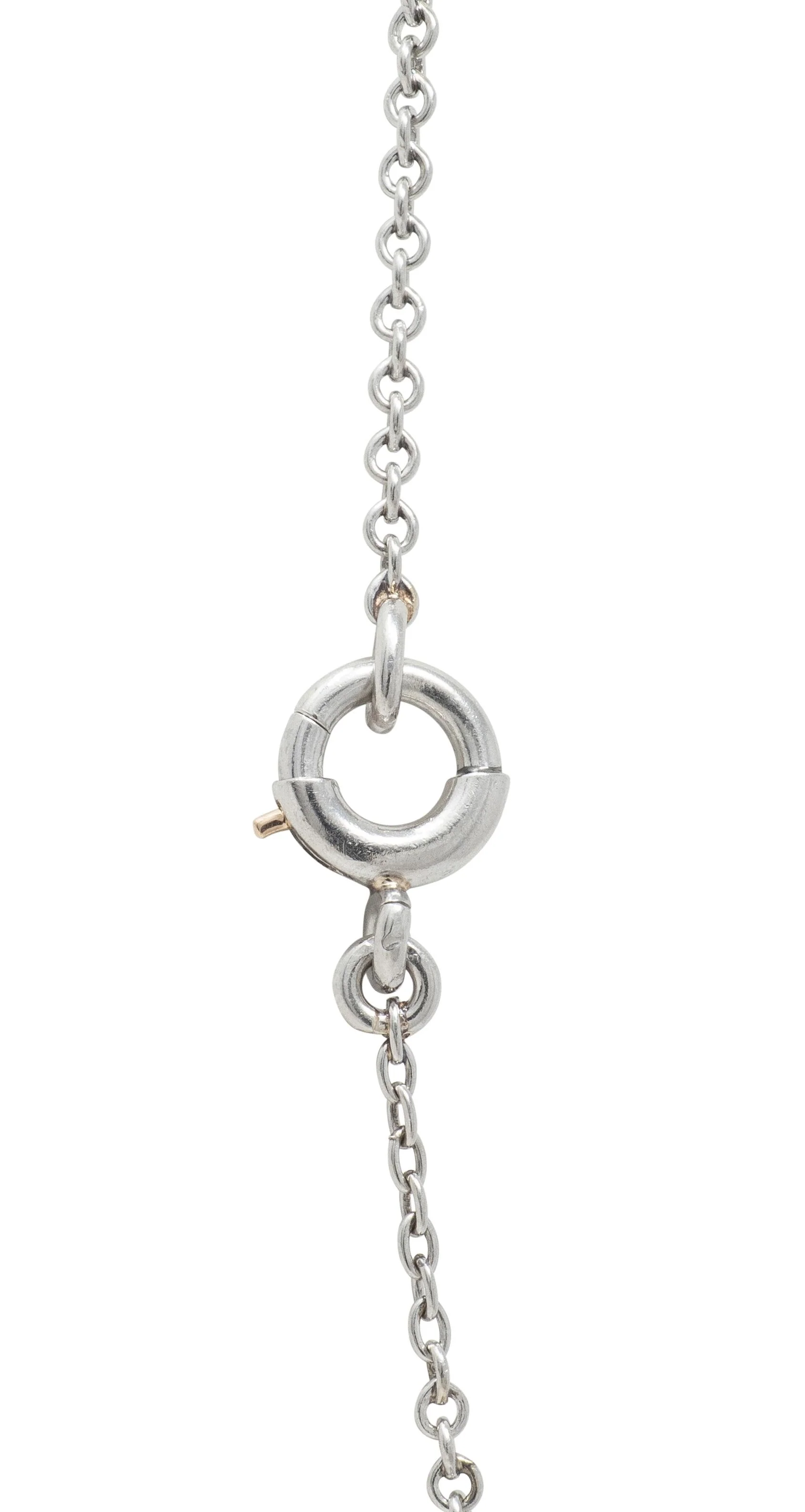 Edwardian Diamond Pearl Platinum 14 Karat Yellow Gold Antique Pendant Necklace - Image 8